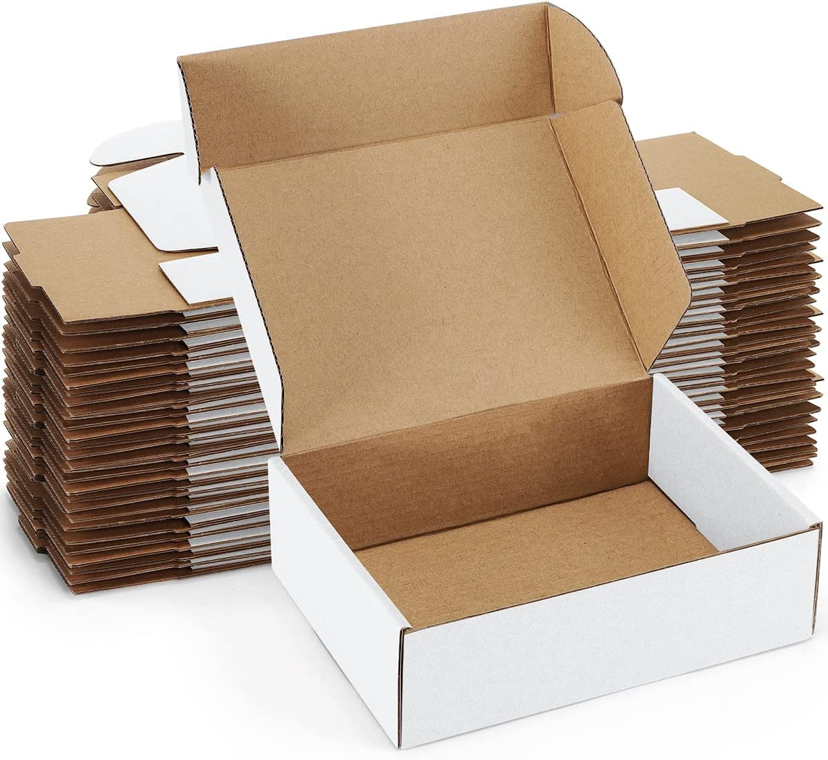 Small White Shipping Boxes 7x5x2 Inches - 25 Pack Corrugated Mailers