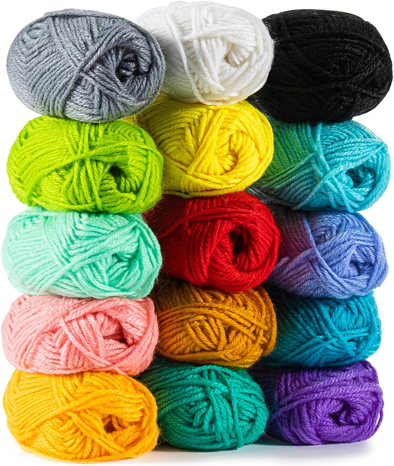 15x20g Hilo de Acrilico para Crochet Madejas Multicolor Lana de Tejer Manualidades