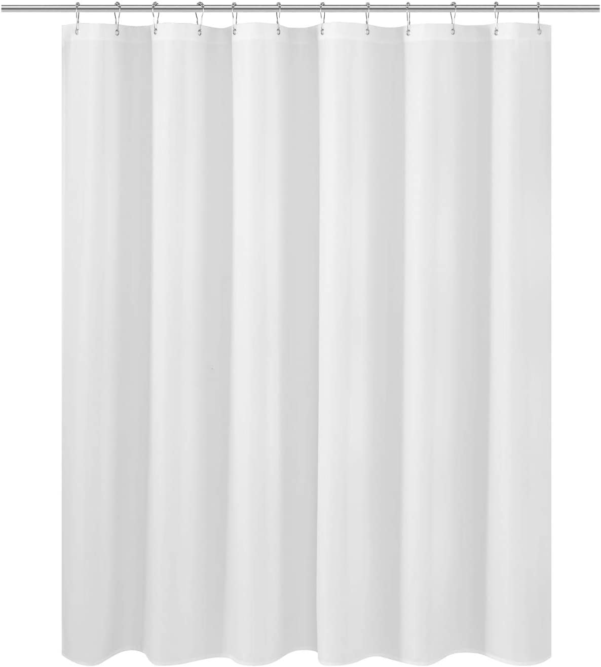 Short Fabric Shower Curtain Liner 60 Inches Long, Hotel Quality, Machine Washable, White Shorter Bathroom Curtains with Grommets, 72X60