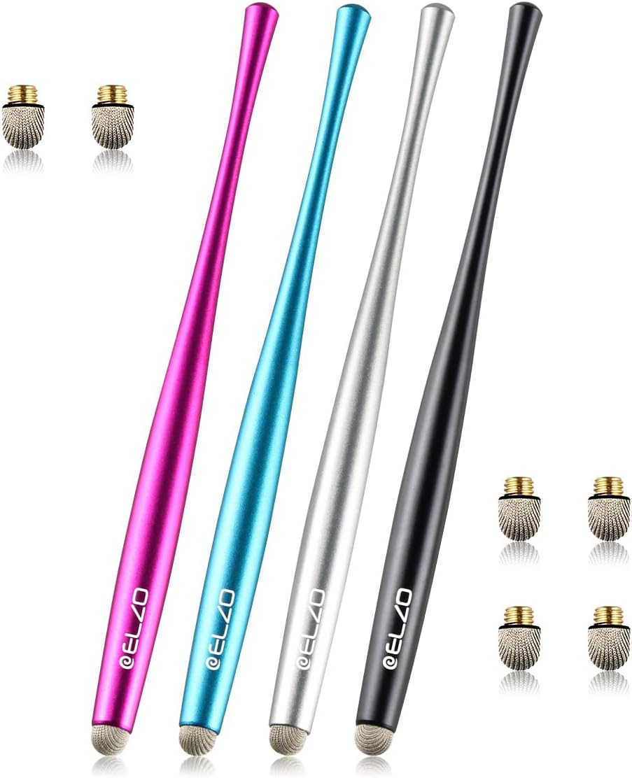 Stylus Pen Combo for Touch Screen 4 Packs with 6 Replacement Fiber Fine Tips for Tablet iPad, iPhone, Microsoft Surface Pro, HTC, Sony, More Android Phones (Black & Silver & Rose red& Blue)