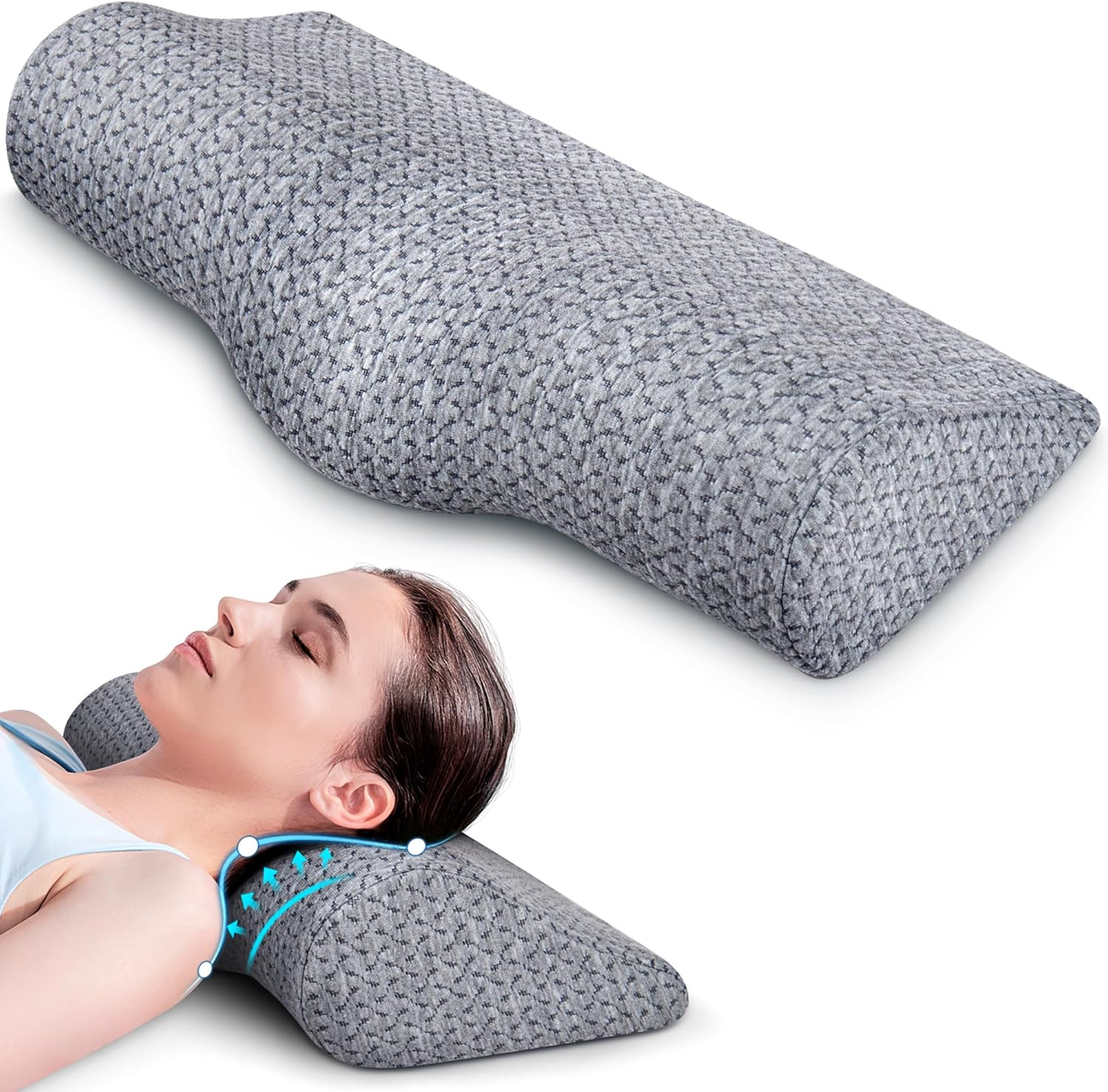 Almohada Cervical Espuma Memoria Ortopedica para Cuello Dolor y Descanso