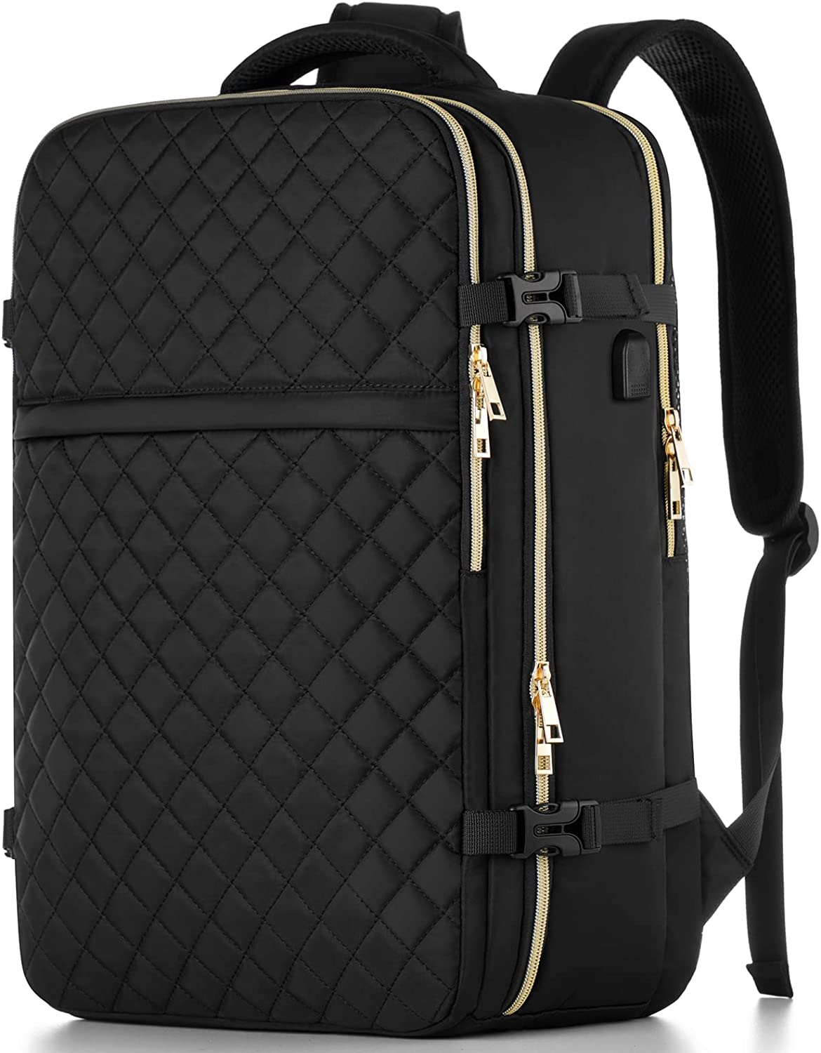 Large Travel Backpack Women, Flight Approved Carry On Backpack, Water Resistant Anti-Theft Casual Daypack School Bag,17.3 inch,Black