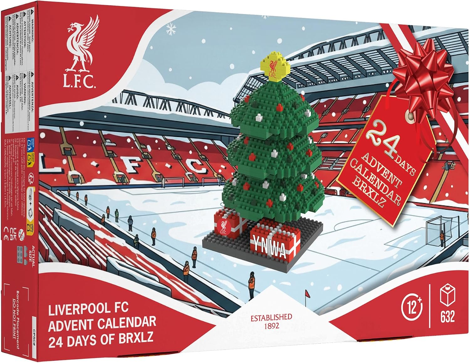 FOCO Officially Licensed Liverpool FC BRXLZ 3D Bricks Construction Toy Model Christmas Tree Advent Calendar