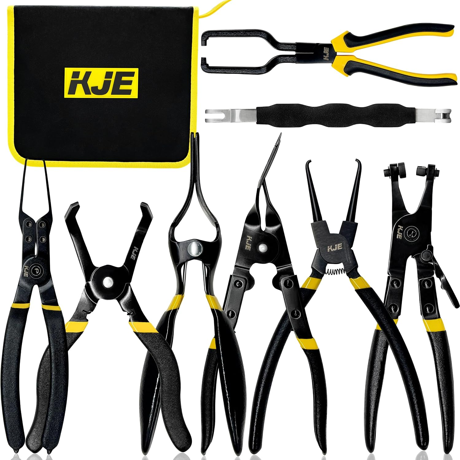 8PCS Fuel Line Pliers Set, Fuel Line Disconnect Tool Set with Fuel Filter Caliper, Hose Clamp Plier, Electrical Disconnect Tool Kit, Panel Clip Remover and Storage Bag