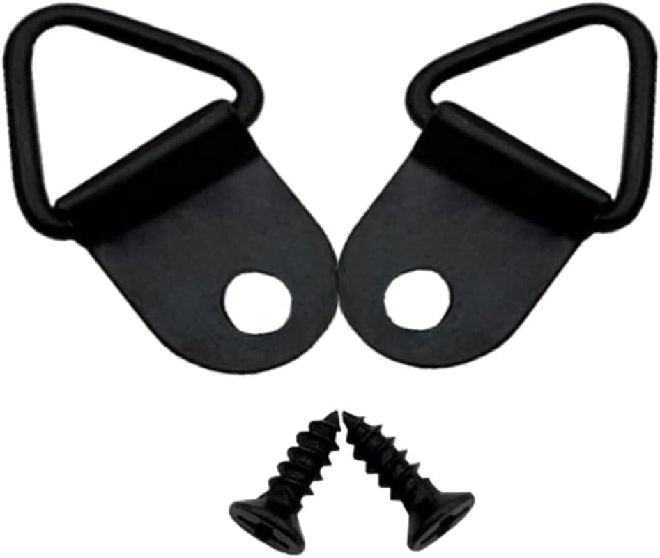 50 Pack Metal Triangle Hangers, D Rings Picture Hanging Hooks with Screws, Single Hole D-Ring Hook for Clock Paintings Artwork Photo Frames - Black