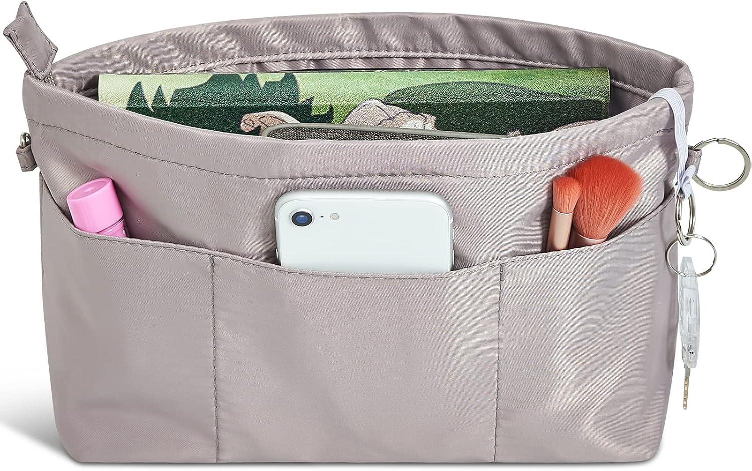 Premium Nylon Purse Organizer Tote Handbag Insert Organizers Bag in Bag Zipper 13 Pockets 5 Sizes