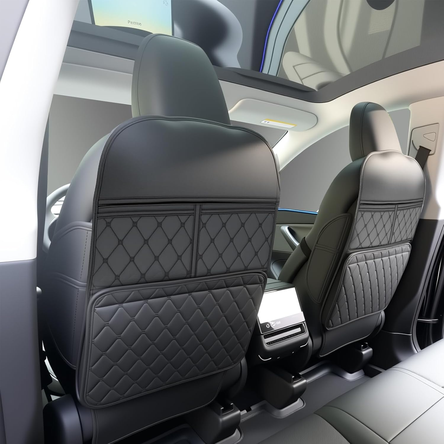 2 Pack Kick Mats Back Seat Protector，Seat Back Protector for Kids Feet Car Seat with Car Back Seat Organizer, Seat Back Protector Cover for Back of Front Seats - Protect against Dirt and Scuffs