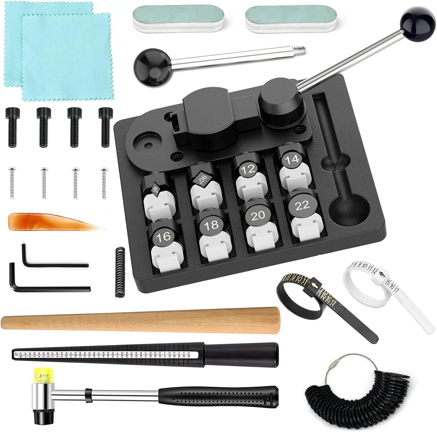 Ring Bender Tool Ring Bending, Spoon Rings Maker Machine Jewelry Making Kit with Nylon Dies Earring Rings Bender Machine Sizer Measuring Tool Multi-Functional Jewelry Tools