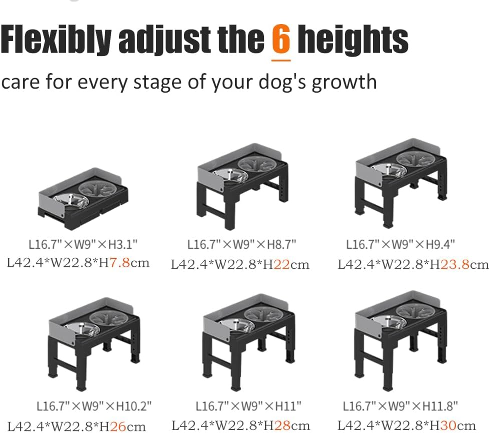 Marchul Spill Proof Elevated Dog Bowls, Tiltable Raised Dog Bowls with 1 Stai... - Picture 7 of 14