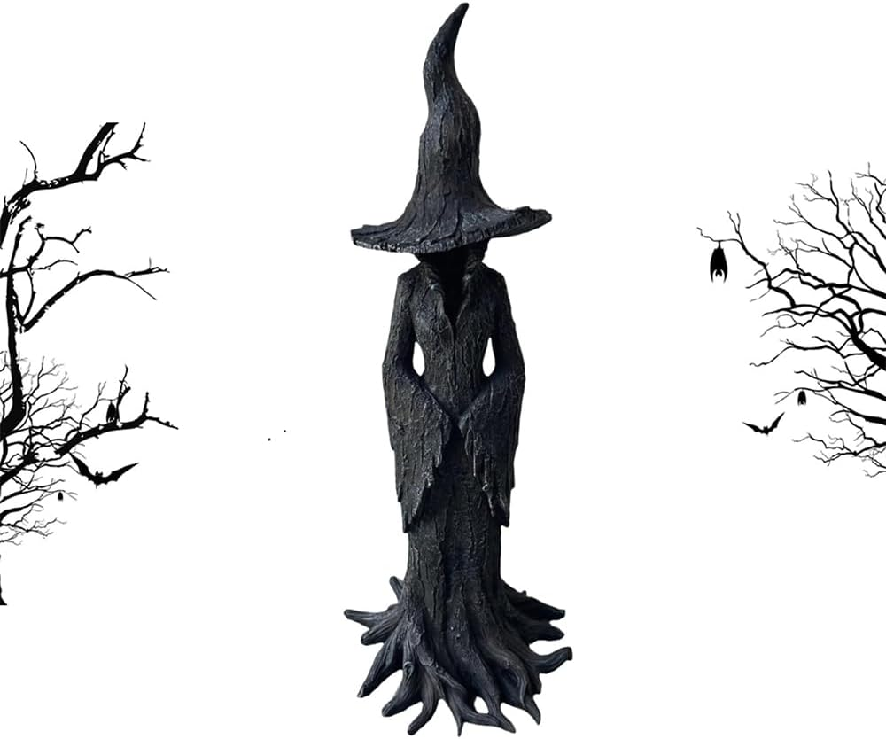 Enchanting Witch Statue,20Cm Spooky Halloween Decor Resin Crafted for Halloweens Figurines Desktop Ornament Halloween Witches Decorations