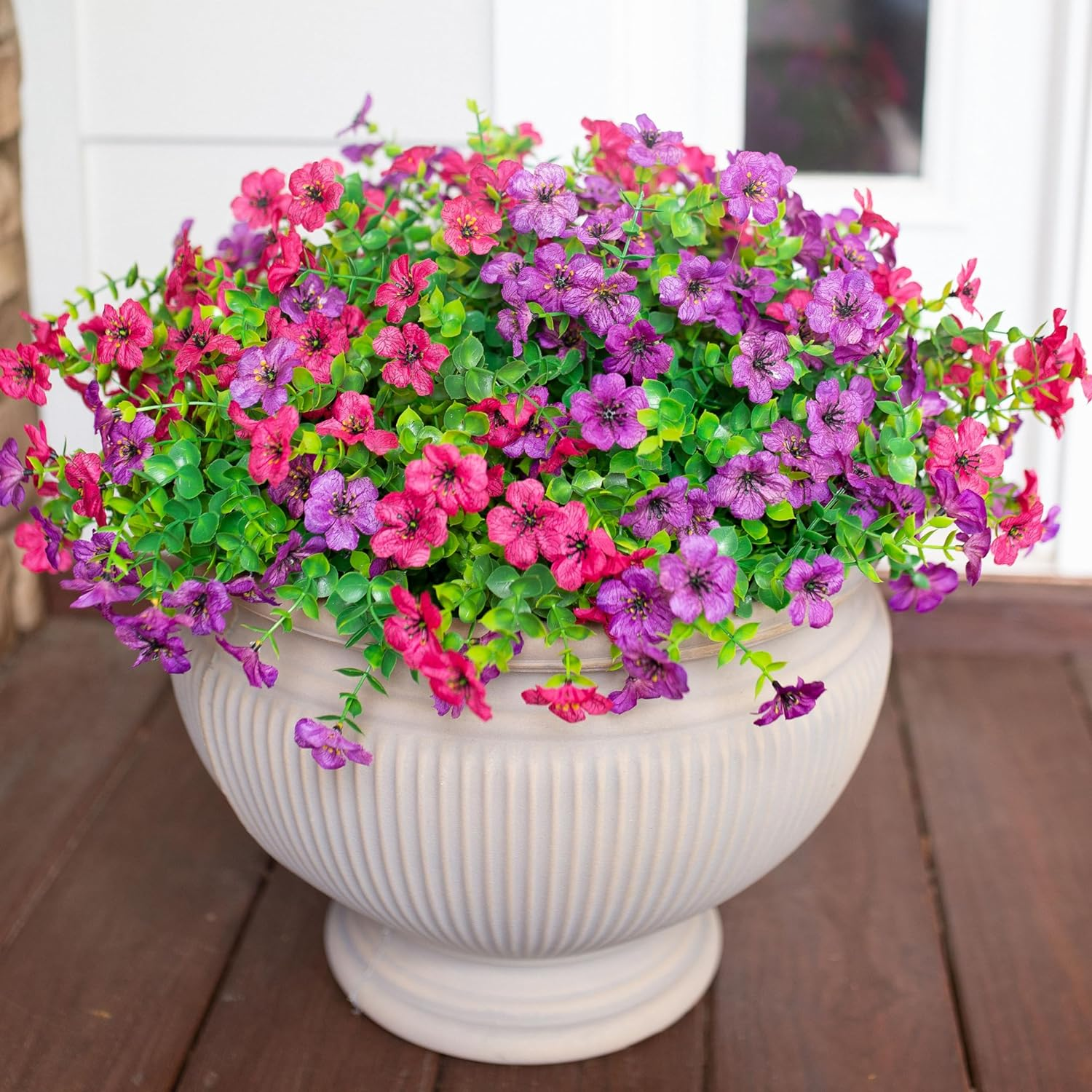 Artificial Fake Plants Flowers for Outdoor Spring Decoration, 12 Bundles Faux Silk Daisy for Planter Pot Colorful UV Resistant Look Real for Home Front Door Porch Patio outside Yard
