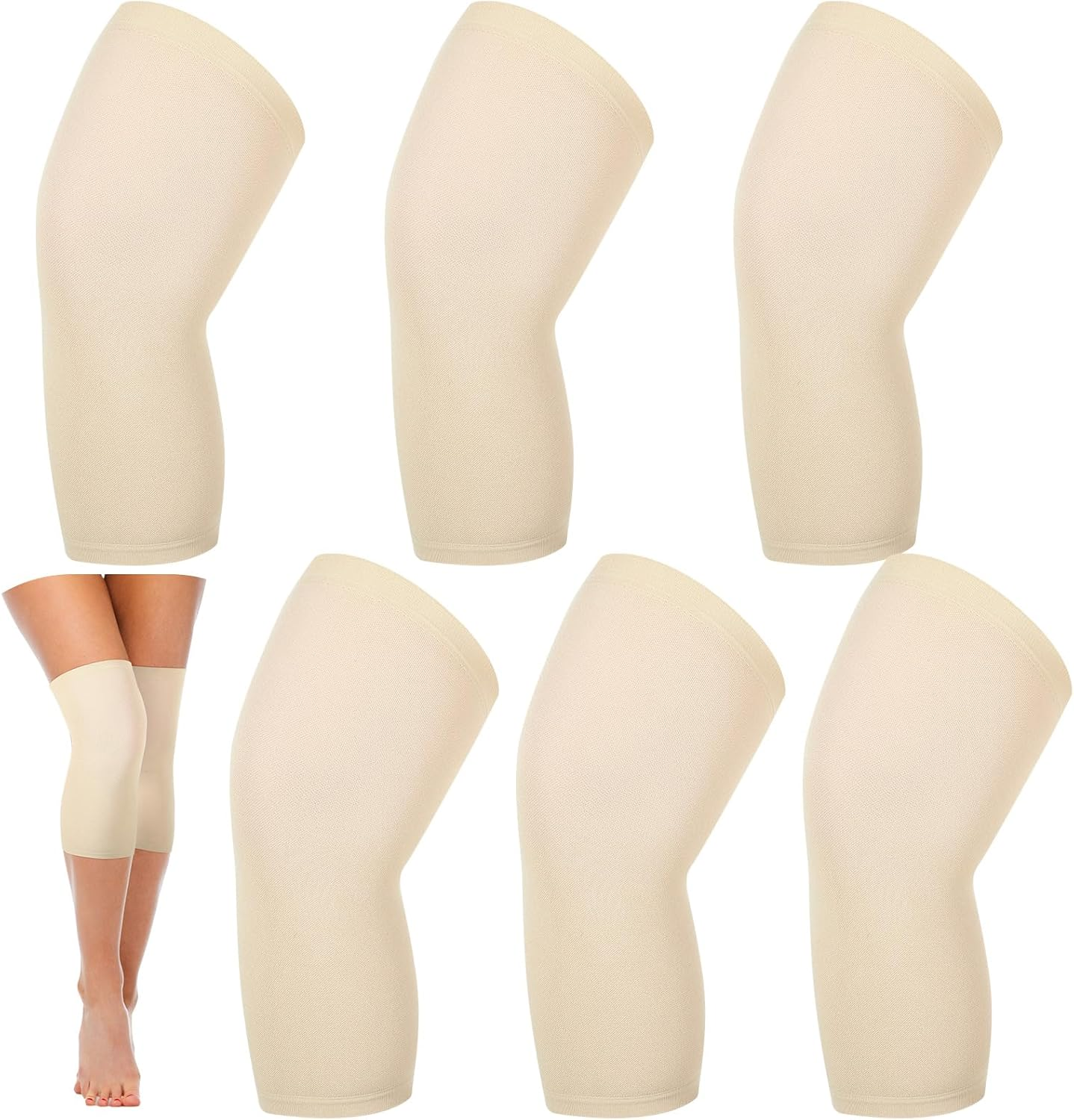 6 Pcs Compression Knee Sleeve Brace Lightweight Breathable Support Leg Protectors