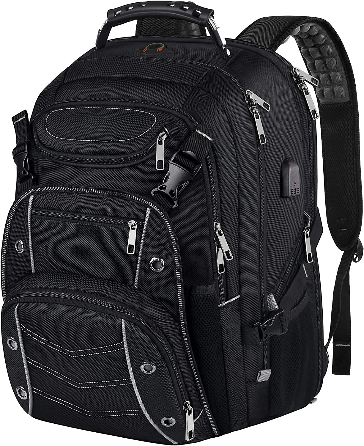 18.4 Laptop Backpack for Unisex, 60L Extra Large Gaming Laptops Back Bag with USB Charger Port,Tsa Friendly Flight Approved and RFID Anti-Theft Pocket Heavy-Duty Pack,21.3*15.7*11.8Inch Grey