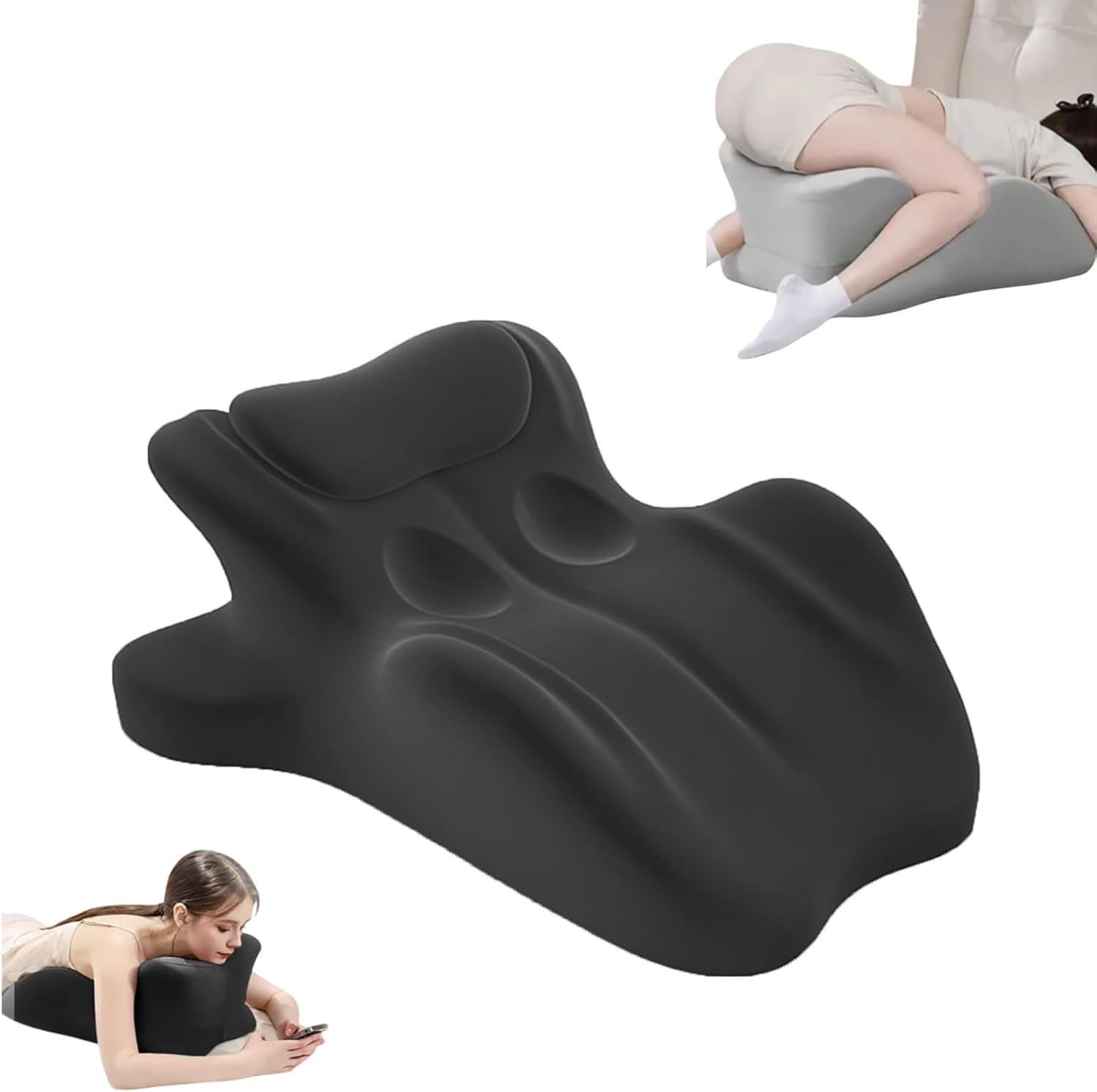 Intimate Couple Pillow Wedge - 27° Memory Foam for Comfort & Support - Black