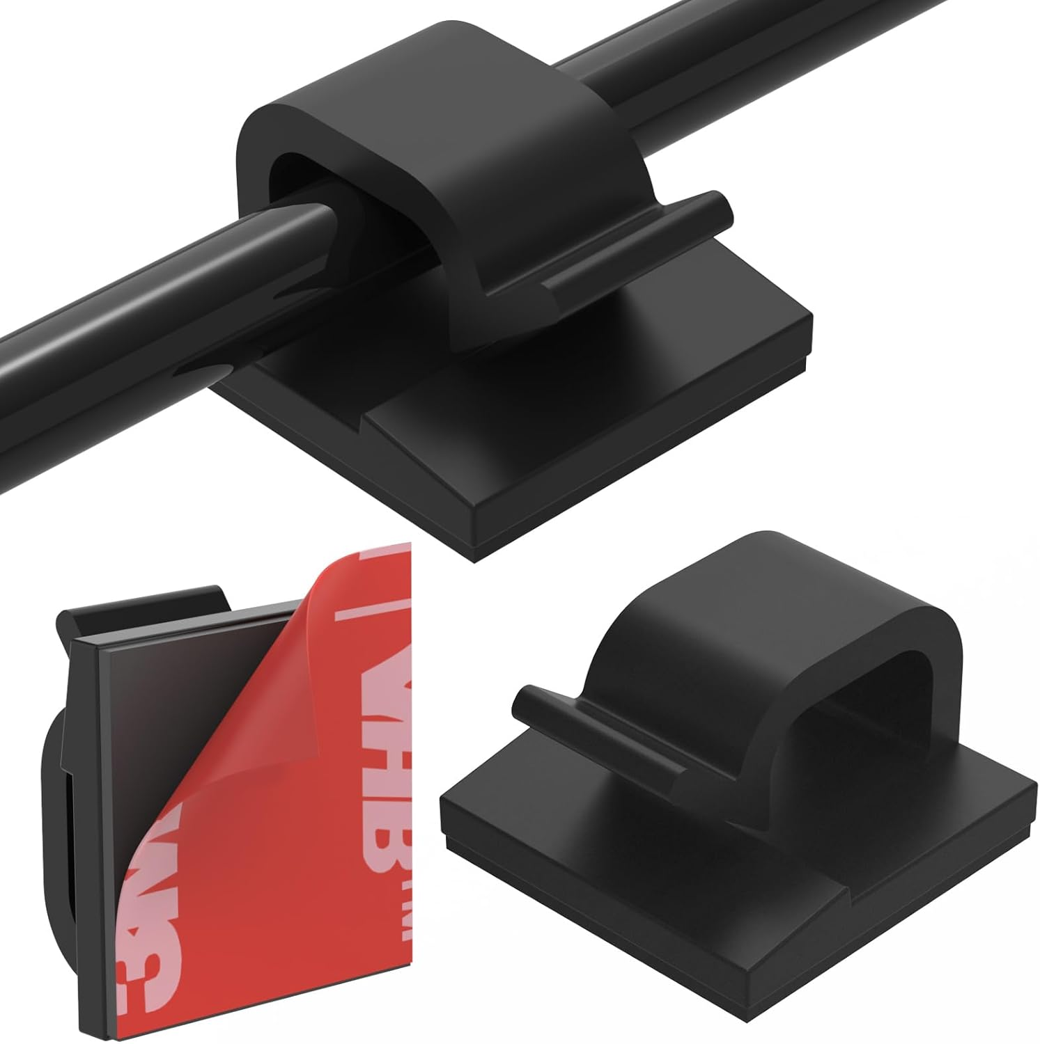 40 Clips Para Cable Con Adhesivo Organizador Cables Oficina Casa Coche Negro
