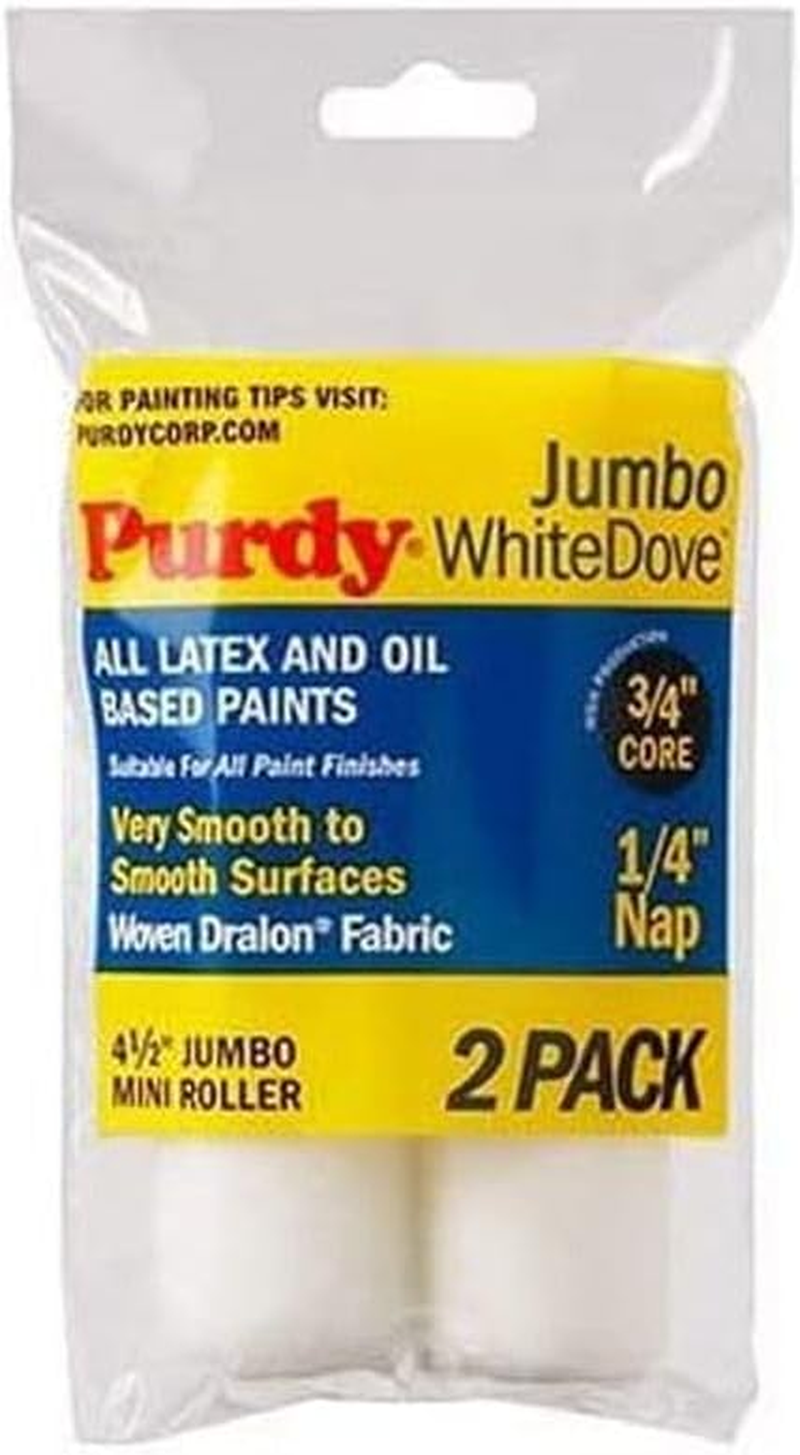140624010 Jumbo Mini White Dove Roller Replacements, 2-Pack, 4-1/2 Inch X 1/4 Inch Nap
