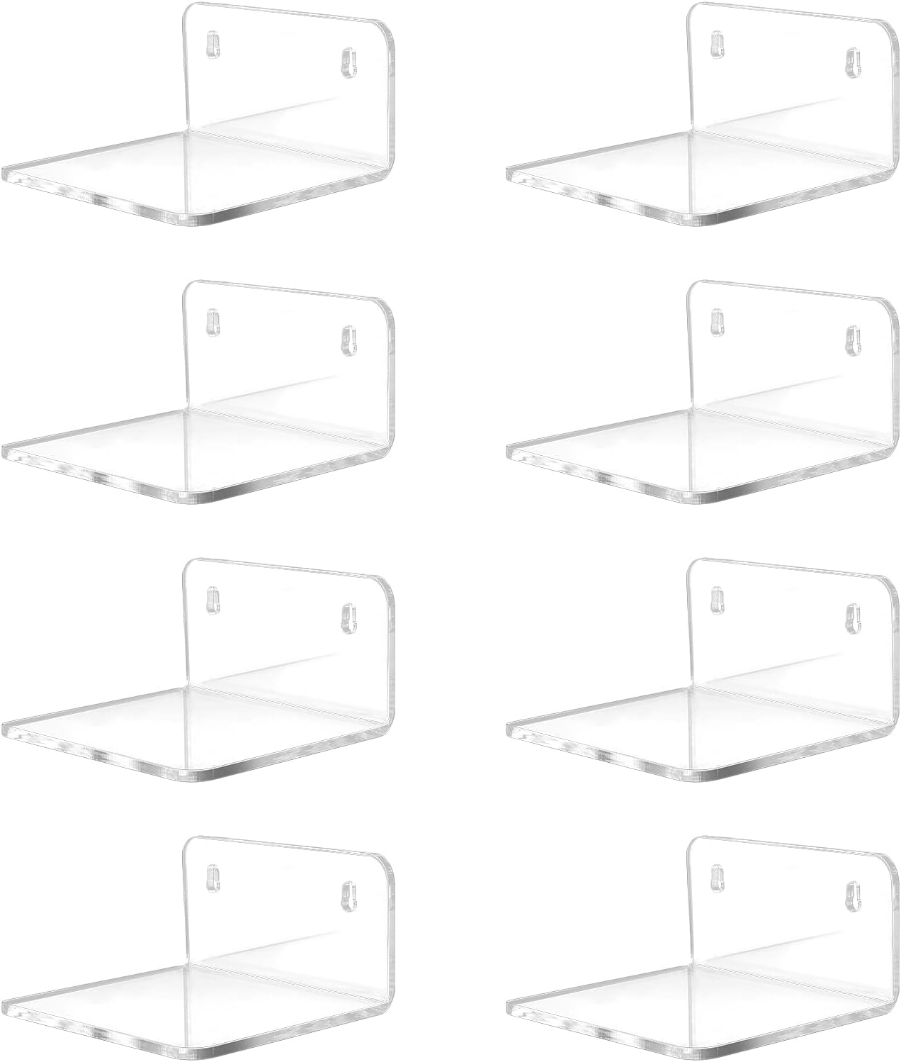 Acrylic Mini Floating Wall Shelf for Office, Bedroom, Living Room (8 Pack)