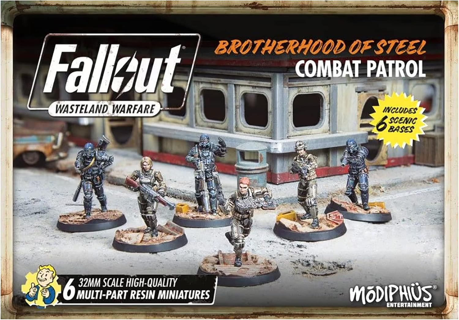 Fallout Wasteland Warfare: Brotherhood of Steel - Combat Patrol - 6 Miniature, Unpainted, 32Mm Figure, RPG