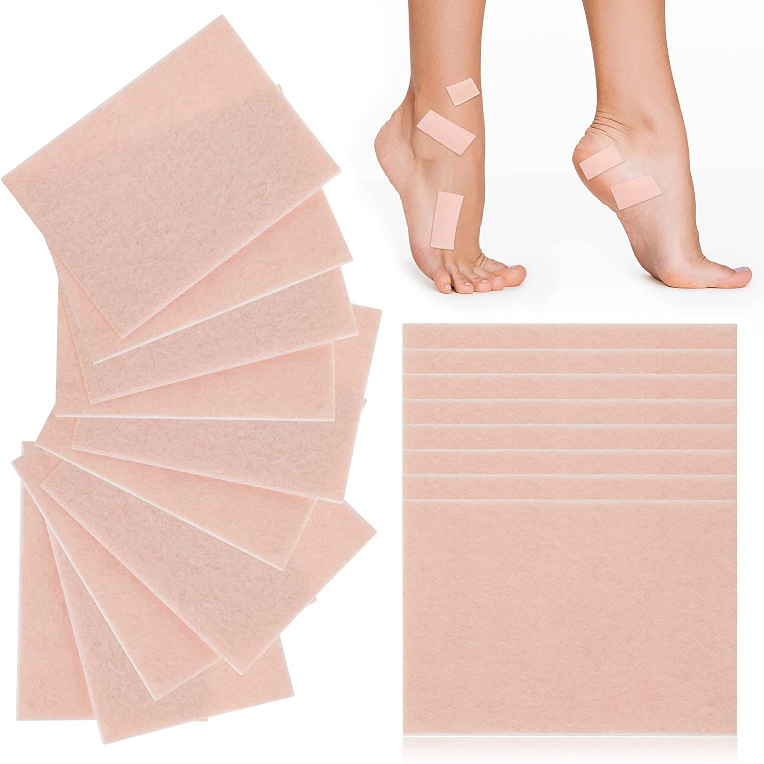 Boyiee 35 Sheets Moleskin for Blisters Adhesive Pads for Feet Moleskin Padding Blister Prevention Tape for Men Women Shoes Boots Hiking Reduce Friction Pain(Lint,Light Brown)