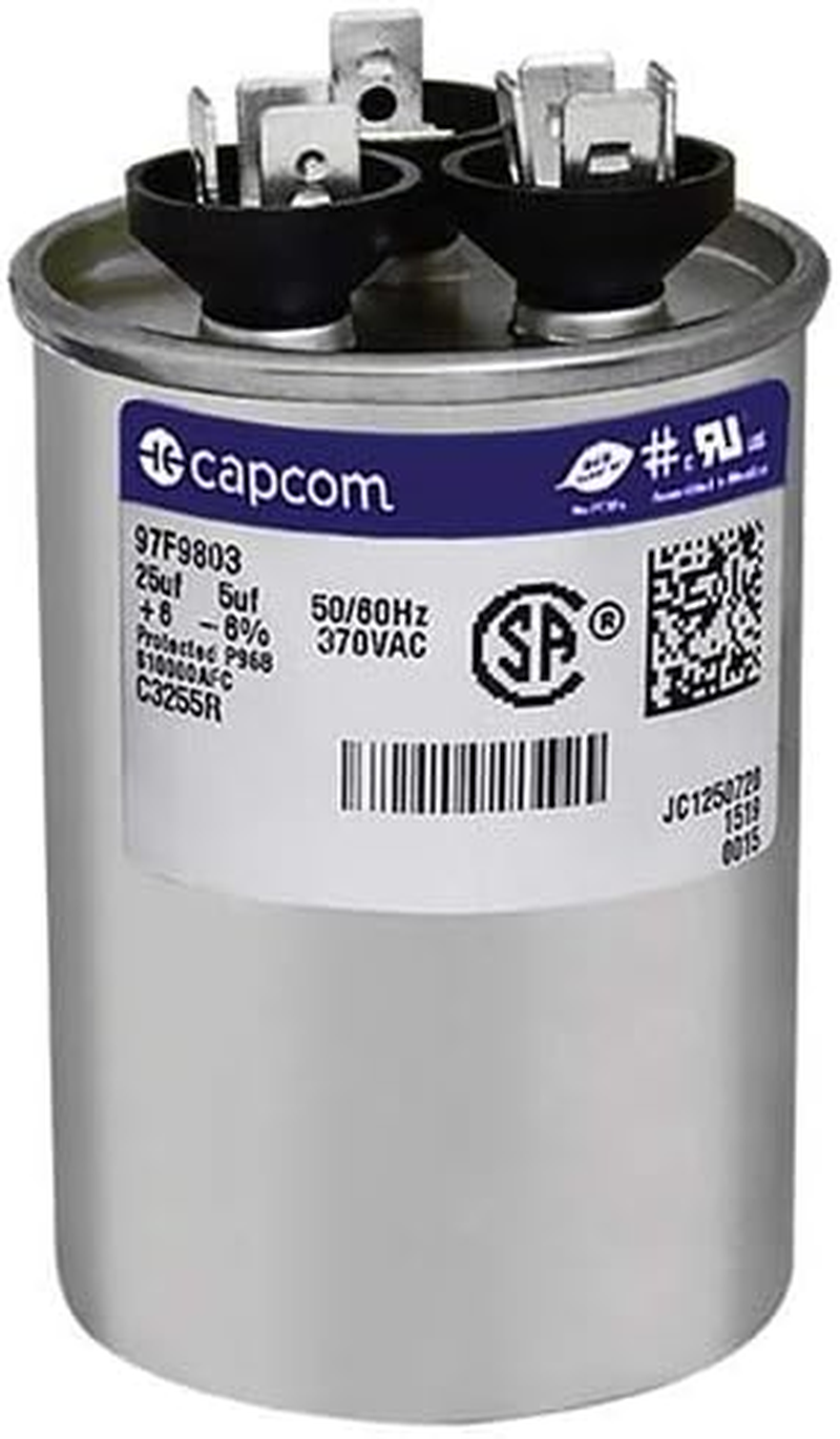 GE Capacitor round 25/5 Uf MFD 370 Volt 97F9803, 25 + 5 MFD