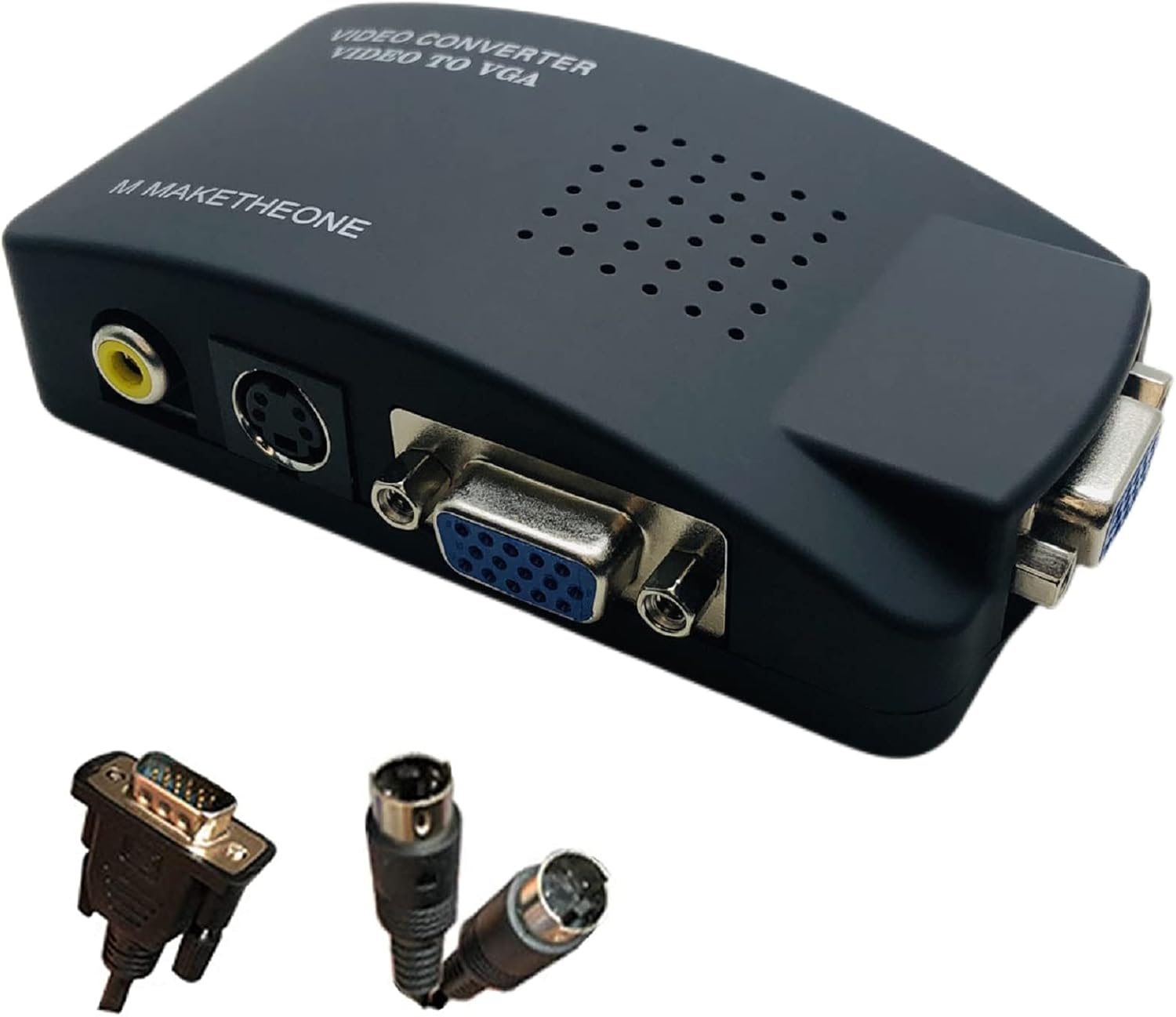 RCA to VGA Adapter, Composite AV S-Video RCA Input to VGA Female Output Converter, Transfer Video Graphic Signal from CCTV PC Laptop DVD DVR VCR Tvbox to Monitor Projector Computer