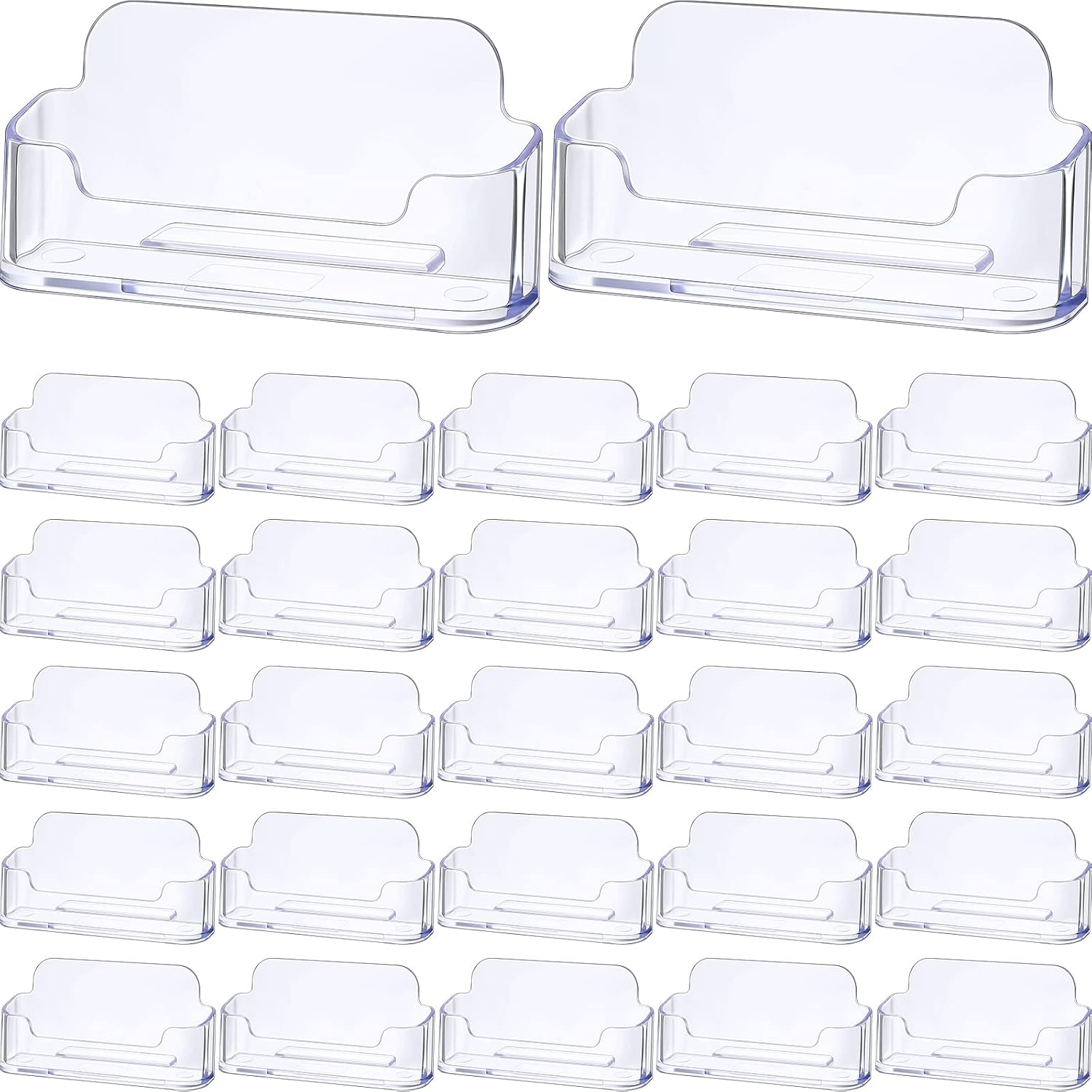 50 Pack Business Card Holder for Desk Acrylic Business Card Holder Display Clear Label Stand Label Table Desktop Organizer for Home and Office