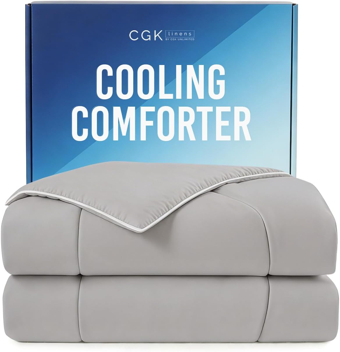 Cooling Comforter King/Cal King Size - Cooling Blanket for Hot Sleepers & Night Sweats - Summer Comforter for King/Cal King Size Beds - Soft, Breathable Cold Blanket for Sleeping - 104X90 (Light Grey)
