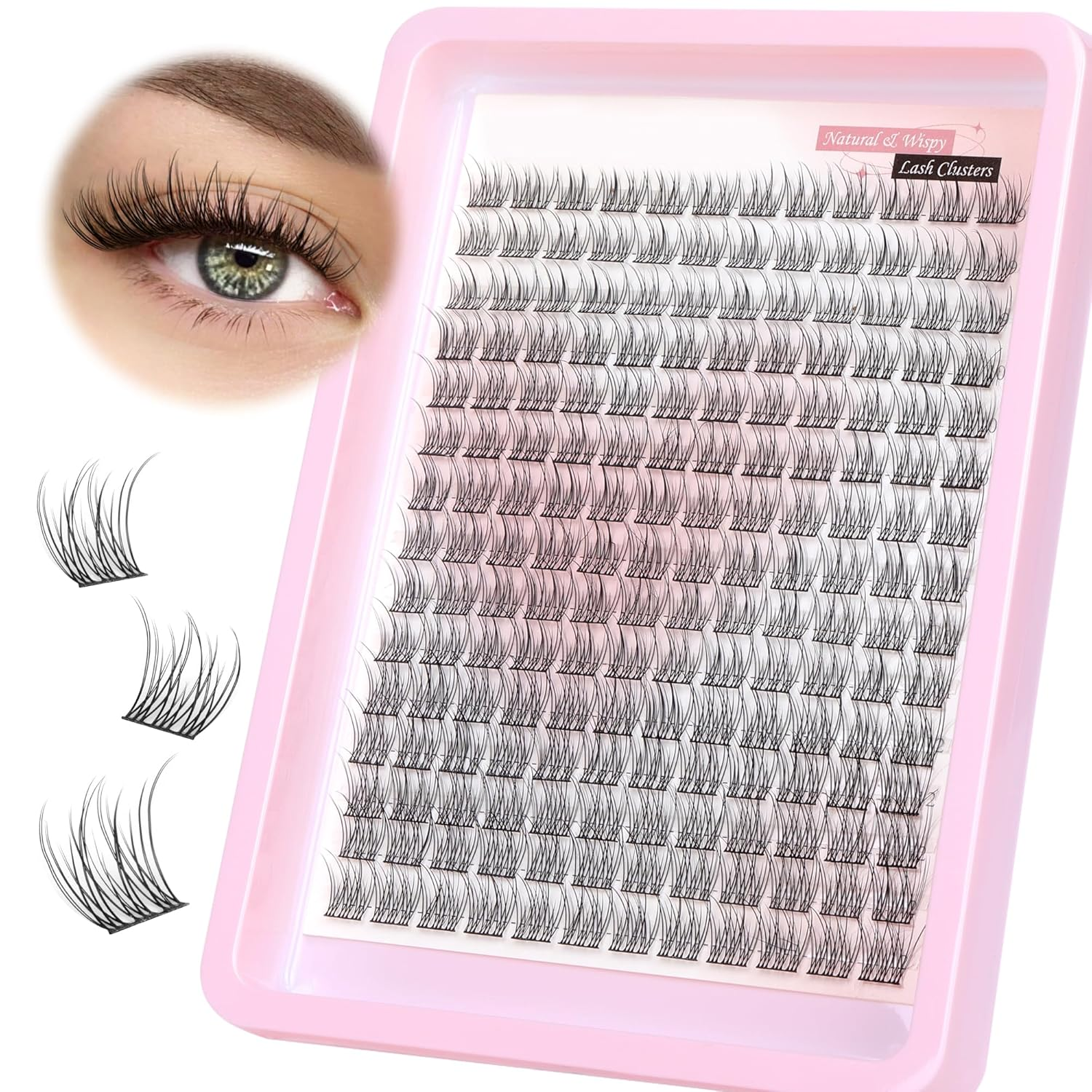Wispy Lash Clusters Natural Cluster Lashes 180Pcs 9-12MM Individual Eyelash Extensions Short Wispy C Curvature Eyelash Clusters Lashes Super Thin Band by , 9-12MM