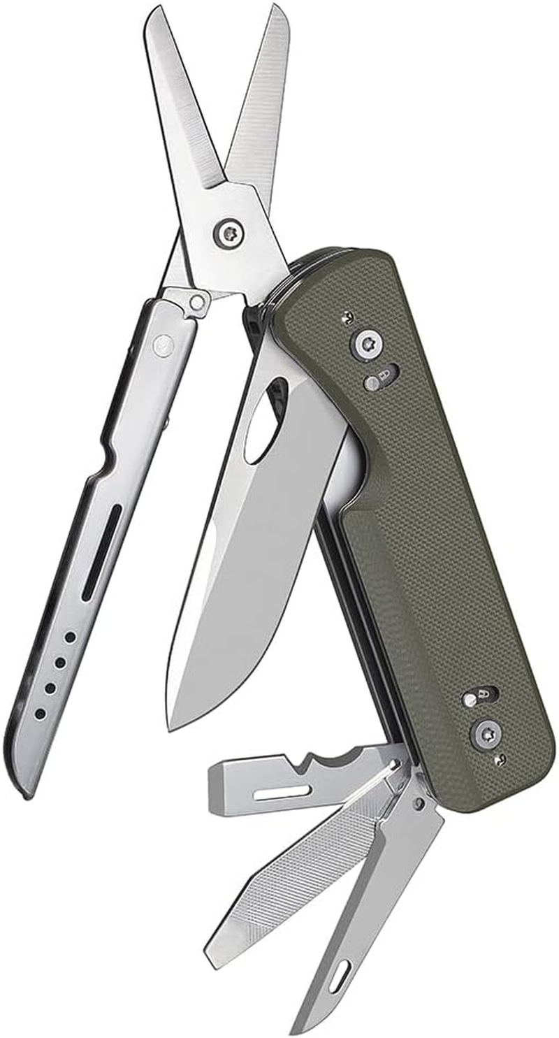 S505G Flex Shears-Modular Design Multitool with Fixed Big Scissor-Interchangeable Blade of BA01-BA17 & Changeable Implements of FT01-FT12 （Green）