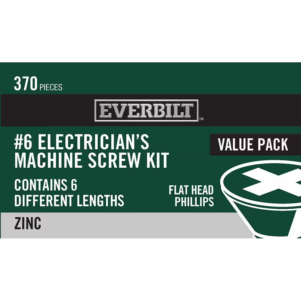 32 Zinc-Plated Phillips Flat-Head Electricians Machine Screw Kit