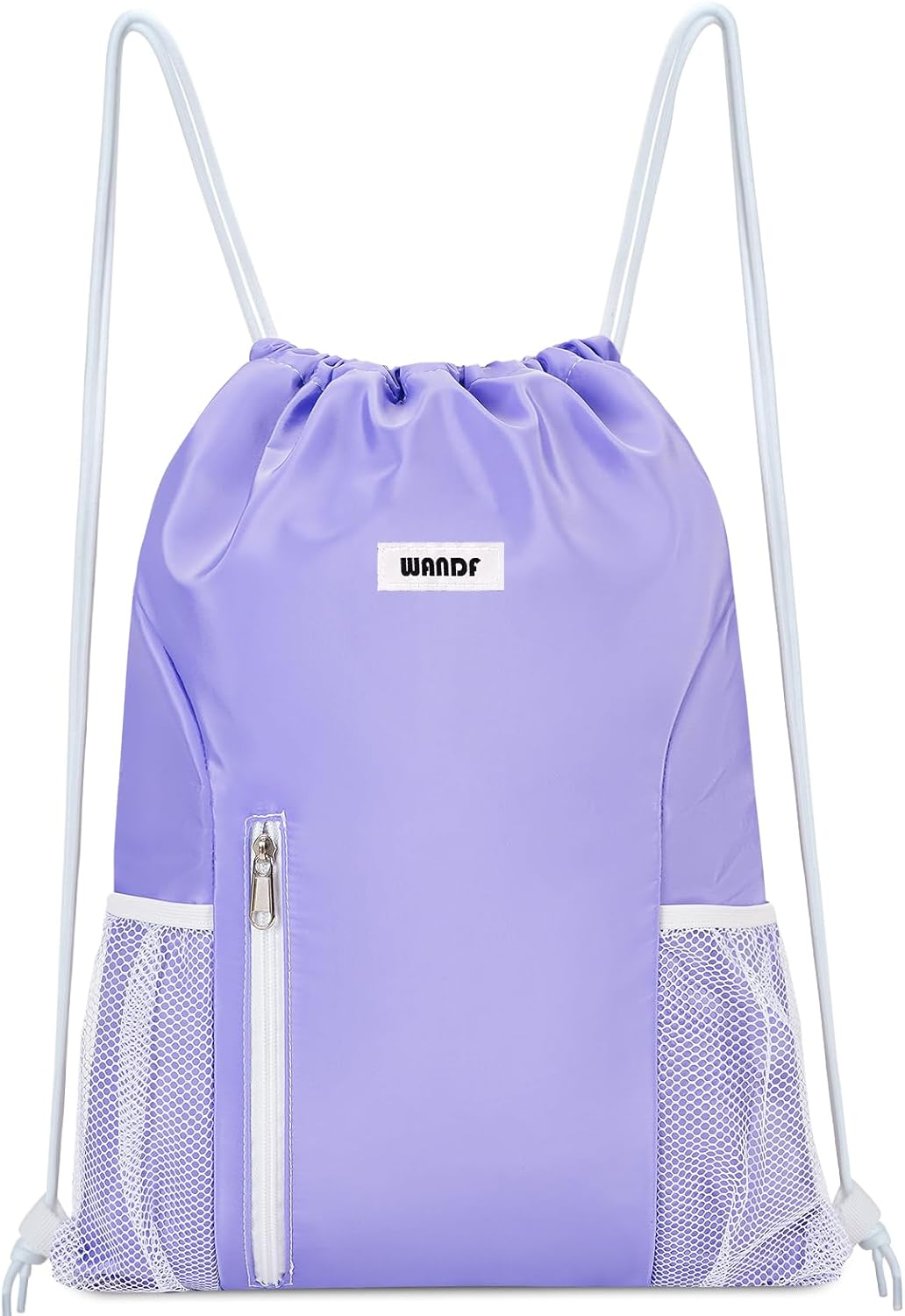 Drawstring Backpack Sports Gym Sackpack with Mesh Pockets Water Resistant String Bag for Women Men (Purple)