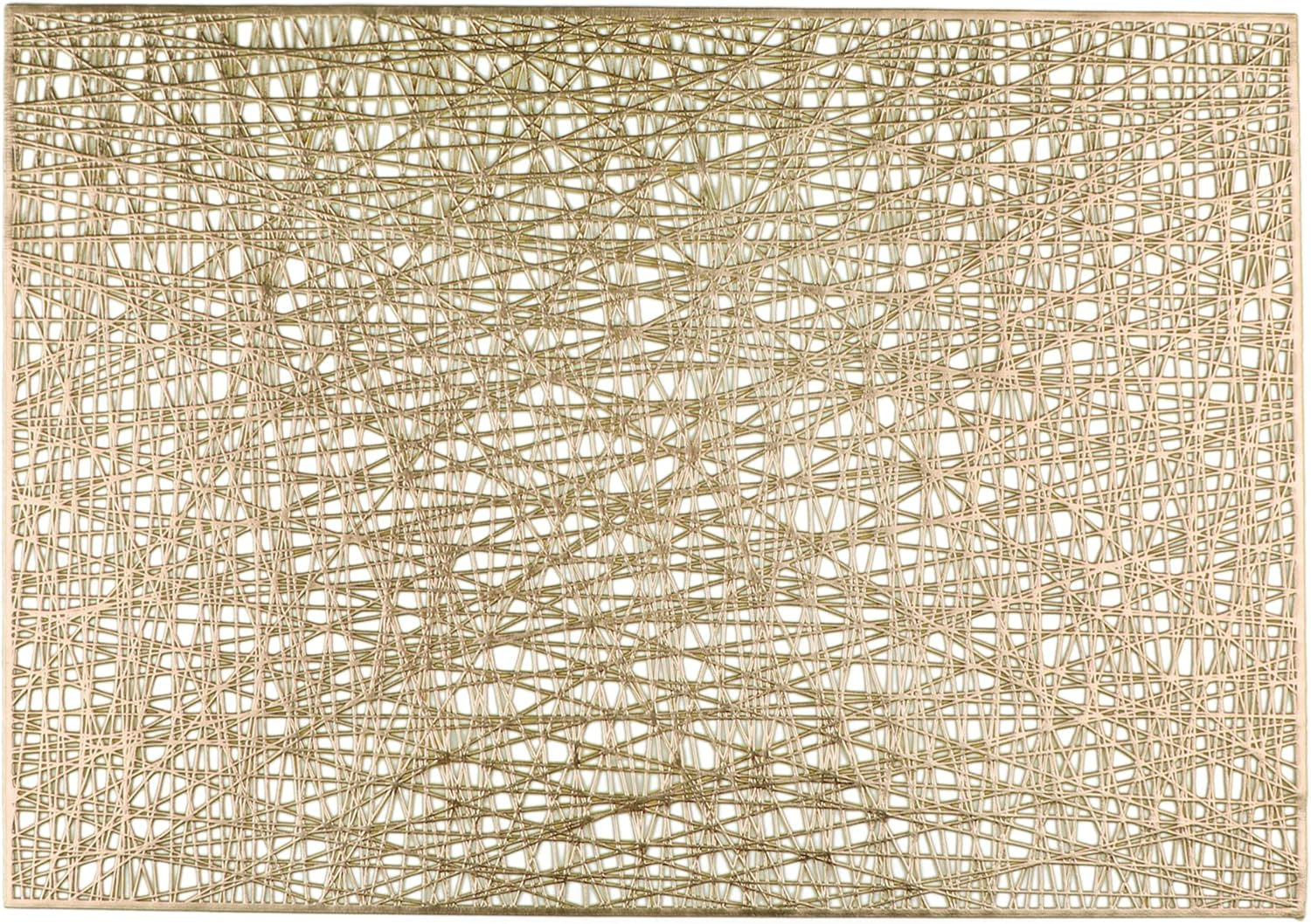Snowkingdom Gold Placemats Set of 4, Rectangle Metallic Vinyl Place Mats, Easy 