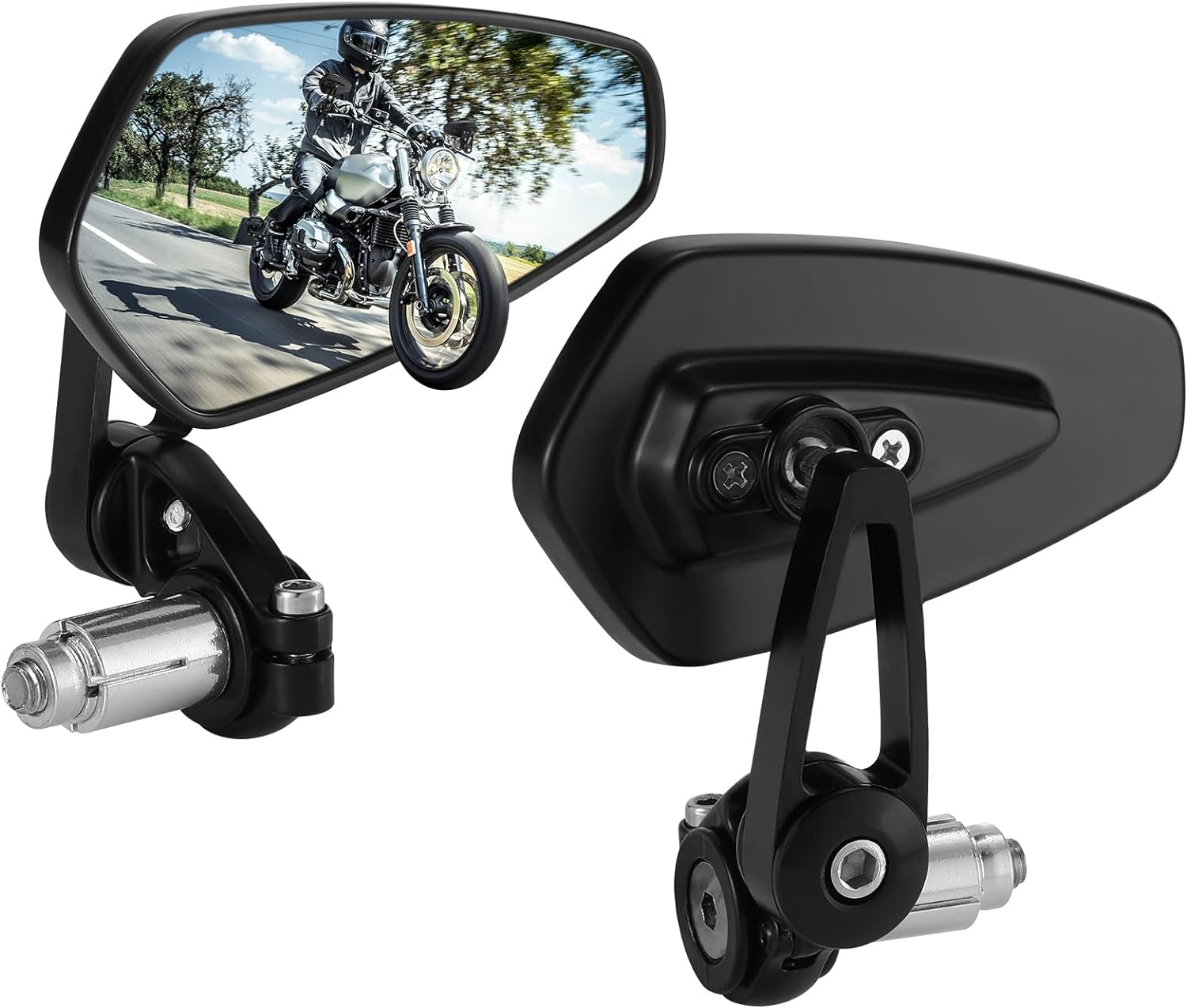 Motorcycle Mirrors for 7/8'' Handlebars, Adjustable Motorcycle Bar End Mirrors Compatible with Most Motorcycle, E-bike, Scooters, ATV, etc.