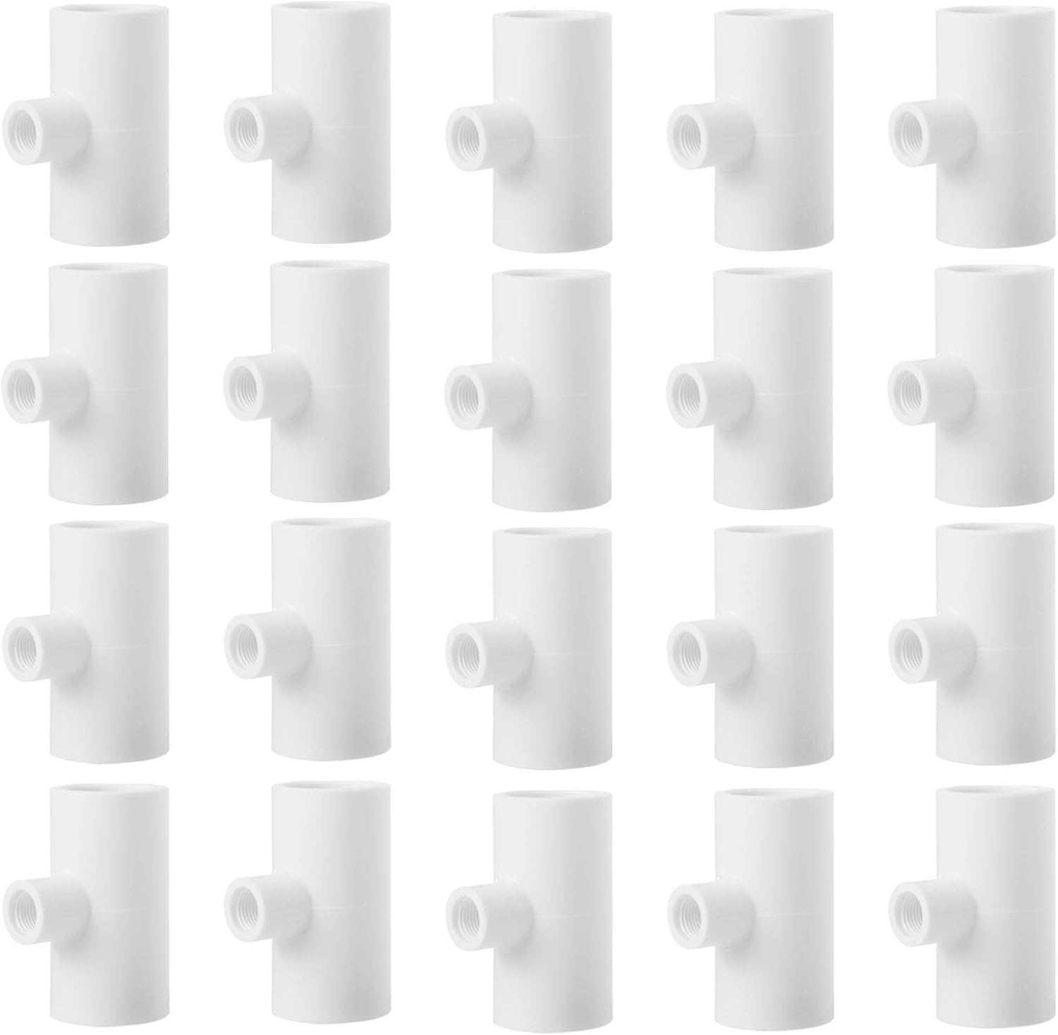20 Pack Chicken Waterer PVC Tee Fittings - Fully Automatic for Threaded Chicken Waterer Nipples/Cups/Feeders/Poultry Water Drinker, White