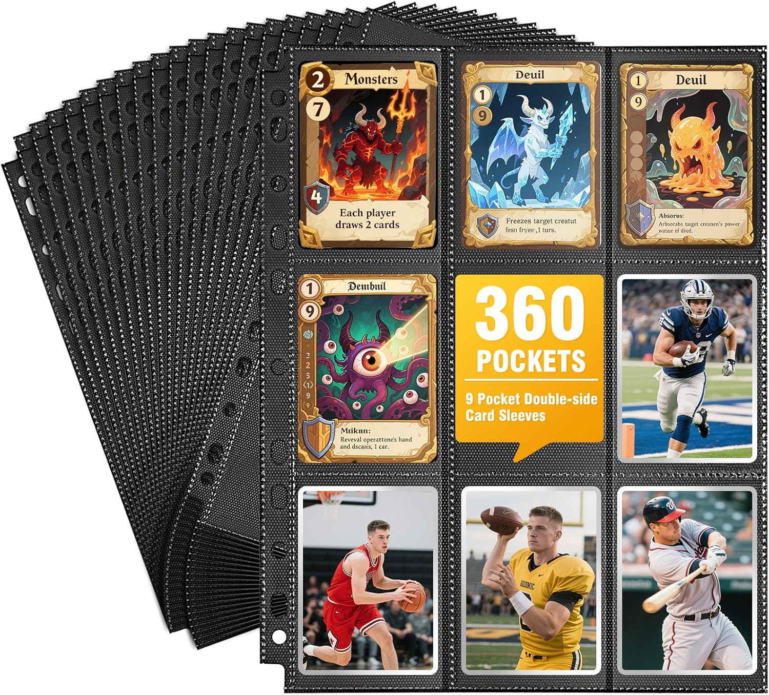 baseball card sleeves 9 pocket Amazon.com: WINTRA Superior 9-Pocket Double-Sided Trading Card Pages, 900  Pockets Side-Loading Card Binder Sleeves,Card Protector Sheets for Various  Trading and Sports Cards : Toys & Games main image 0