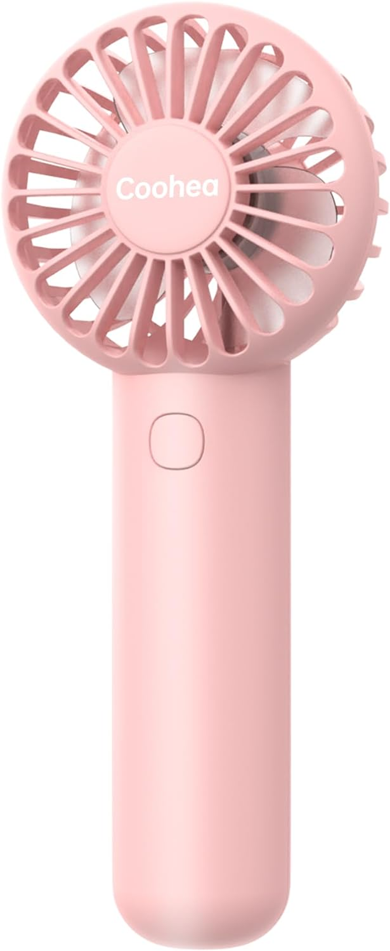 Mini Handheld Fan, Small Cute Design, 3 Powerful Speeds, USB Rechargeable Battery Operated, Personal Portable Fan with Base & Lanyard, for Eyelash Makeup Travel Beach Office Desk, Pink