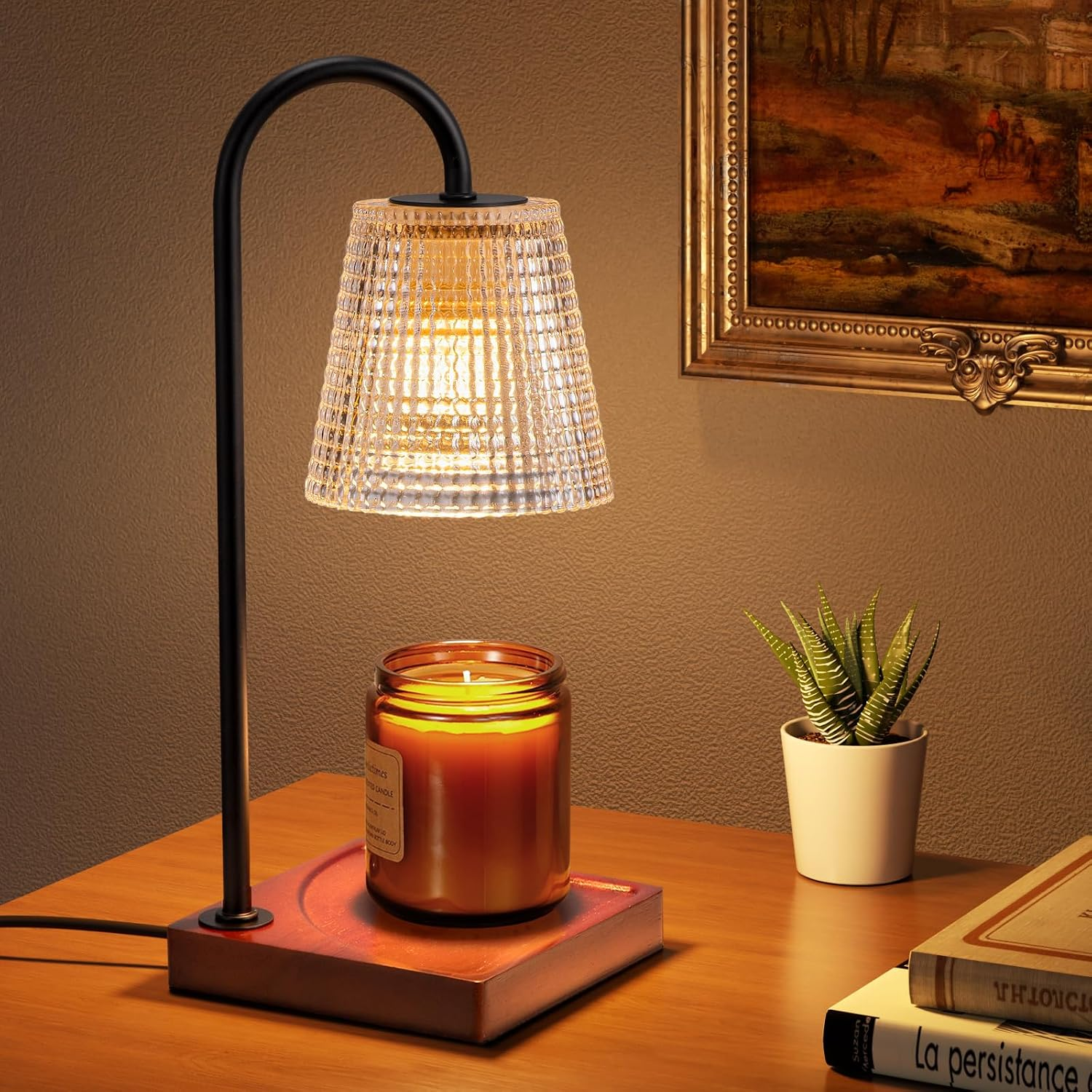 Hong-in Candle Warmer Lamp with Timer-Dimmable Black Candle Warmer,New Mom Gifts,House Warming Gifts New Home Bedroom Decor,Wax Warmer for Scented Wax Jar Candles