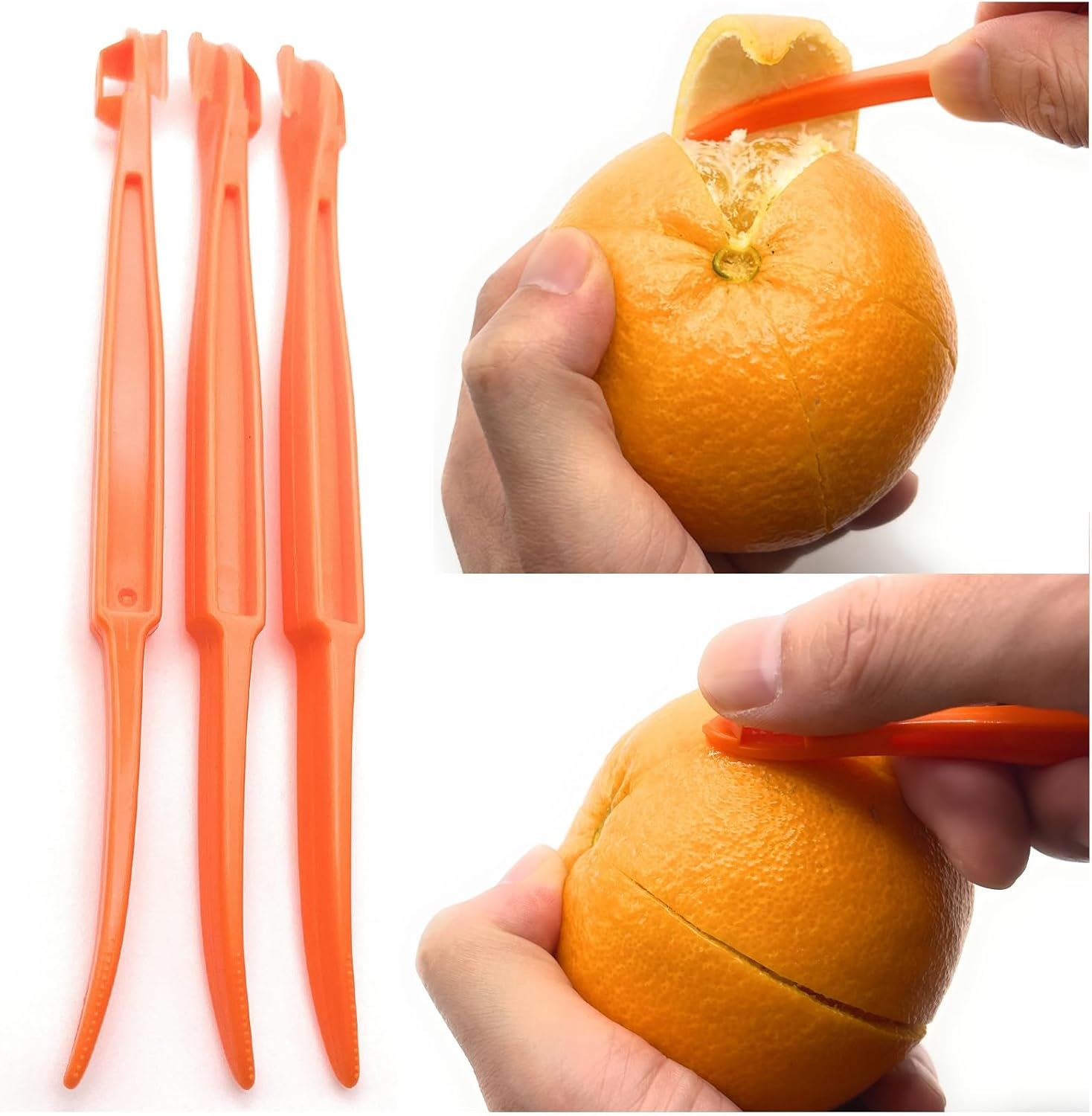 Orange Peeler Tool 3-Pack, Easy Citrus Fruit Peeling Gadget for Kitchen Use