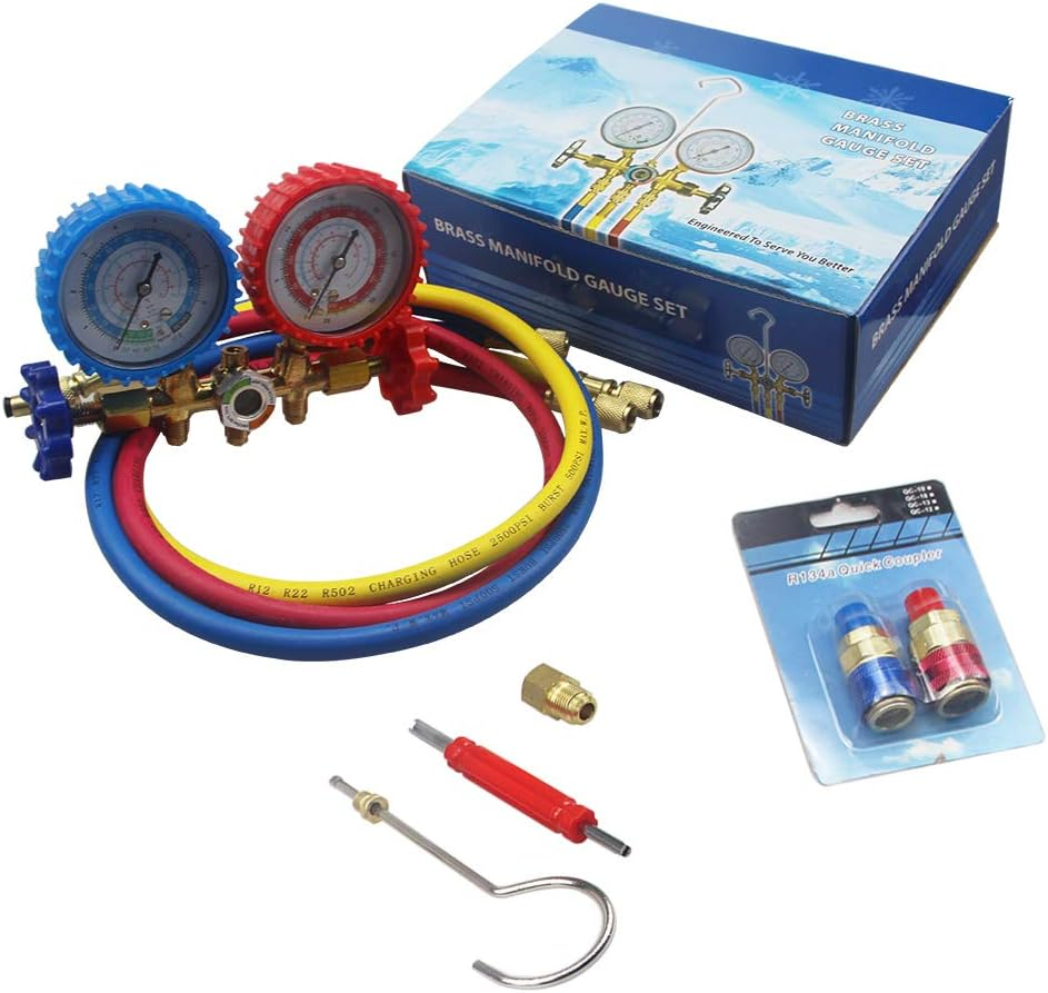 3-Way New HVAC R12 R22 R134A R404A Dual Gauge AC Diagnostic Manifold Tester Set