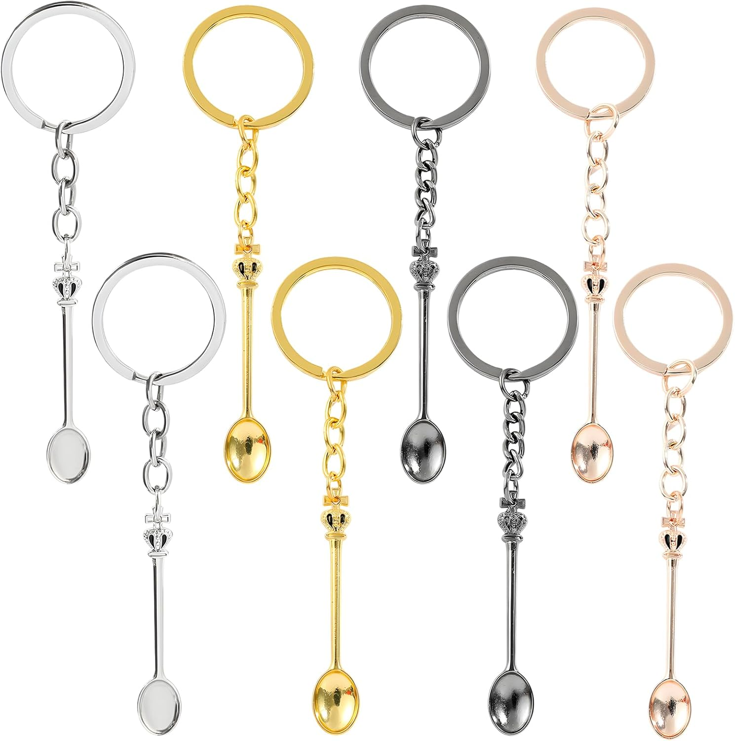 Mini Spoon, 8-Piece Mini Spoon Keychain Set, Tiny Spoons for Coffee and Tea Measurements, Small Spoons for Glitter and DIY Crafts, Portable Outdoor Utensils