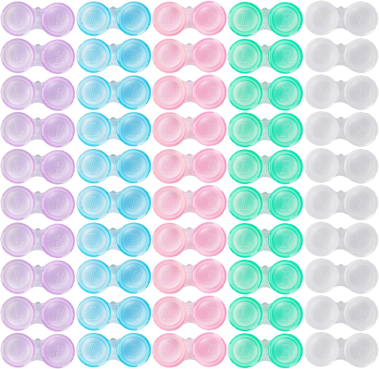 50 Pack Contact Lens Cases, Transparent Contact Cases Bulk in 5 colors, Cute Contact Lenses Case Leak-proof, Eye Contact Case for Home and Travel