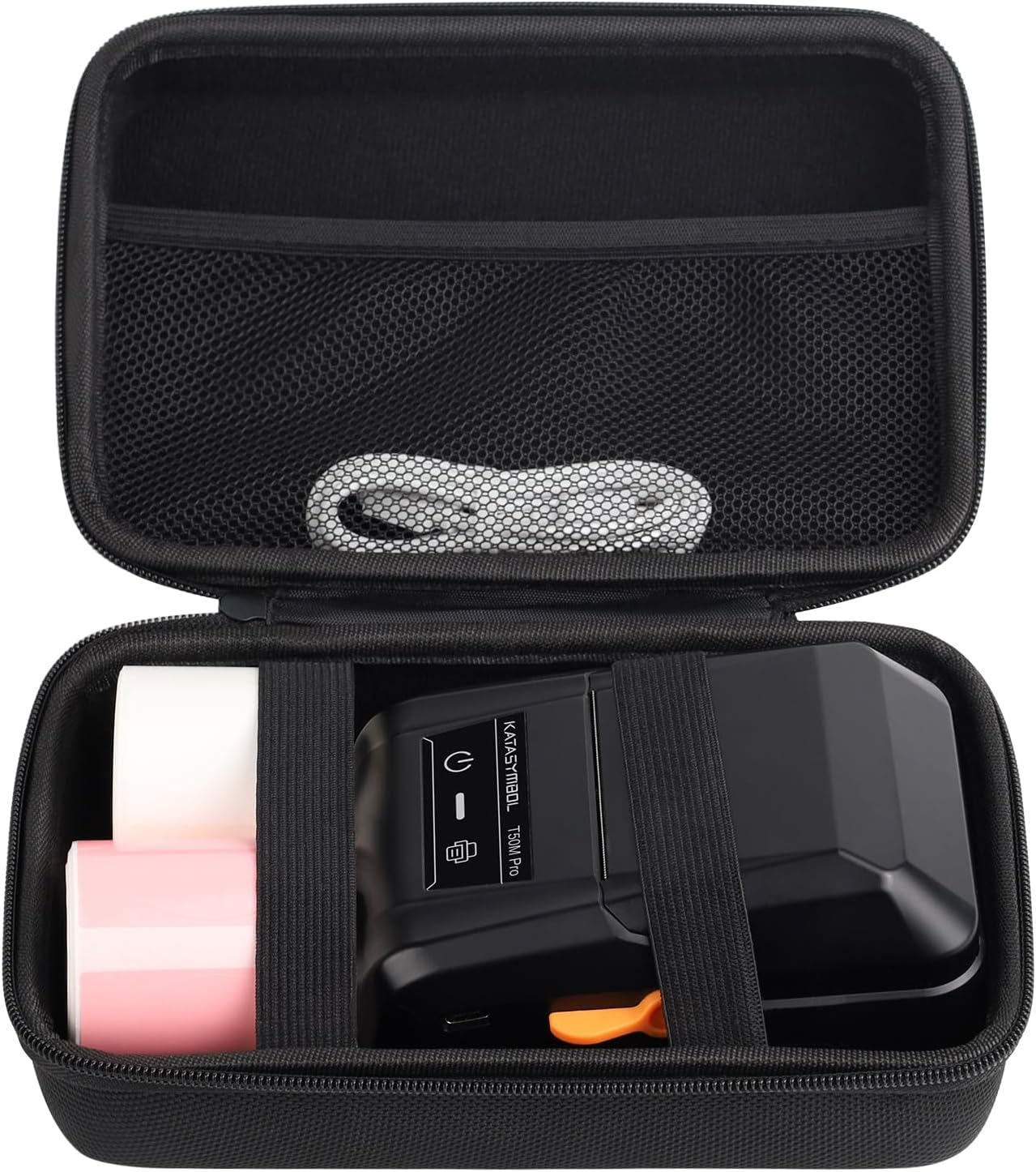 Nylon Hard Protective Travel Case for T50M Pro Label Maker and Tapes, Waterproof Shockproof Scratch Resistant Carrying Case for External Hard Drive, Power Bank, Cell Phone, Cable, Cord