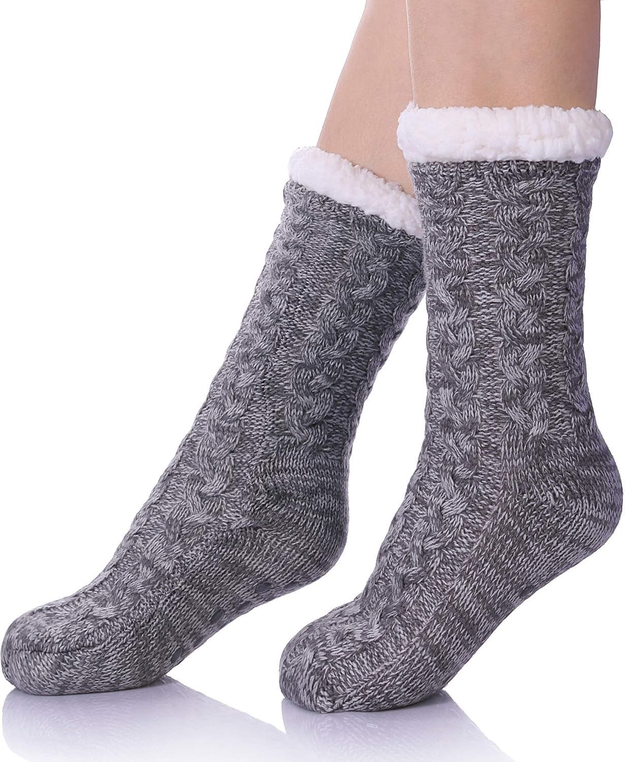 Women's Winter Super Soft Warm Cozy Fleece Lined Fuzzy Slipper Socks with Grippers