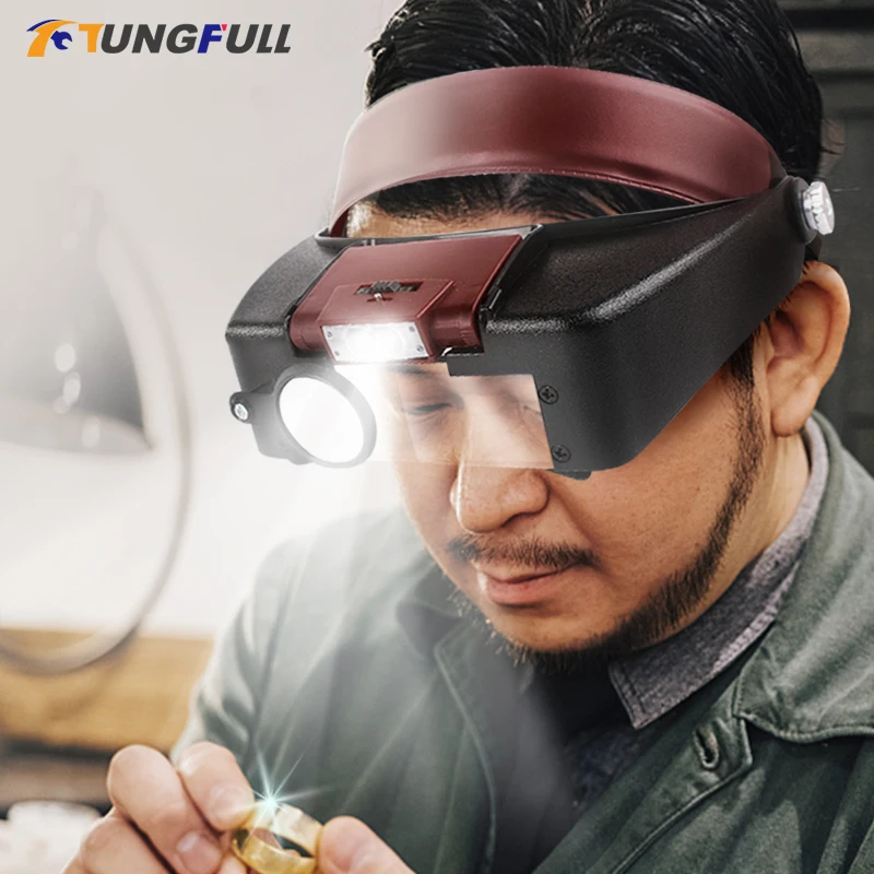 Glasses With Magnifying Glass Watch Maintenance Headband Glasses Magnifier Wearing Style For Reading Jewelry Watch Repair Tool
