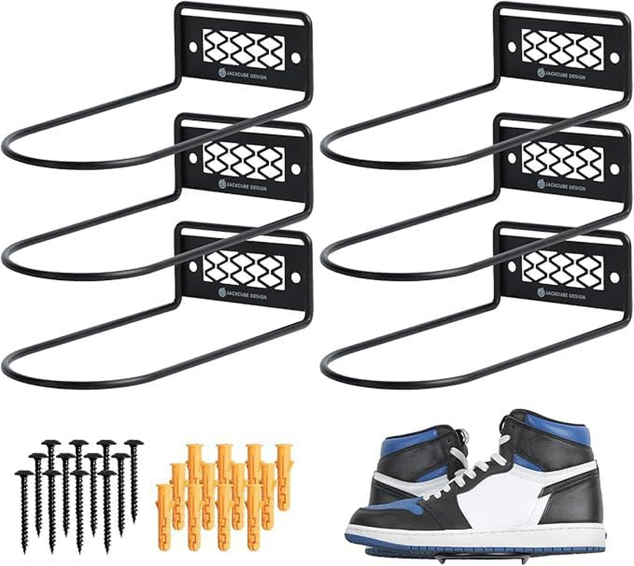 Black Metal Floating Shoe Display Shelves for Wall Mount, Set of 6 Sneaker Showcase Organizer Rack Display -MK1068A