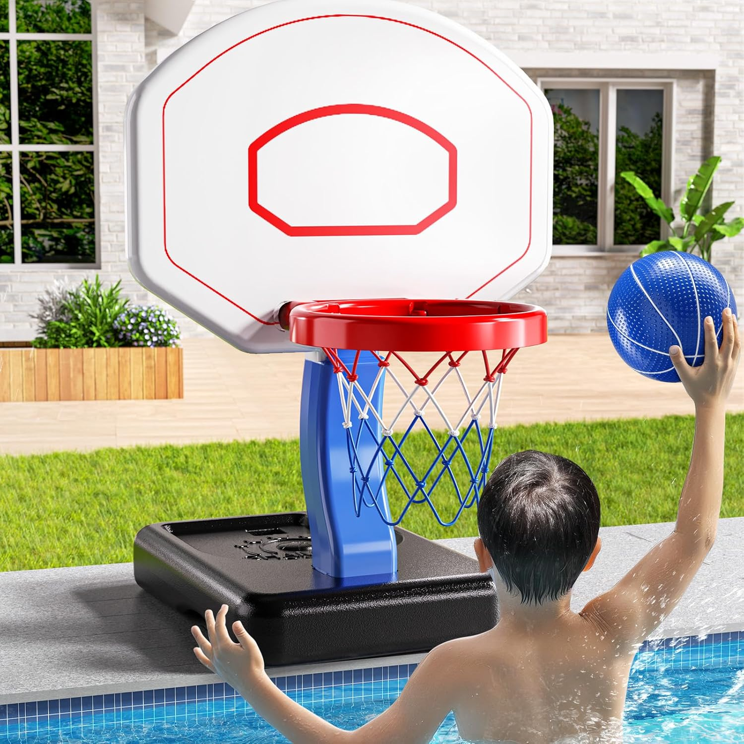 Kids Basketball Hoop for Boys Age 3 4 5 6, Adjustable Toddler Basketball Goal with 4 Balls for Indoor Outdoor Play,Poolside Basketball Hoop for Pool Basketball Toy for Boys Girls Kids Age 3-8