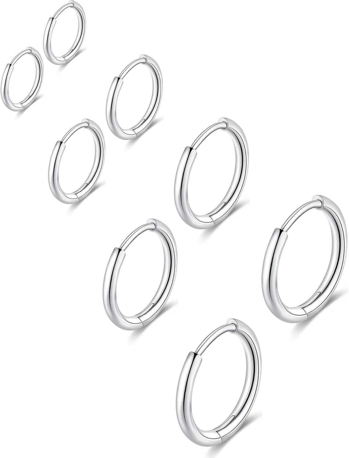 316L Surgical Stainless Steel Huggie Hoop Earrings 6Mm 8Mm 10Mm 11Mm 12Mm 14Mm Hypoallergenic Earrings Hoop Cartilage Helix Lobes Hinged Sleeper Earrings for Men Women