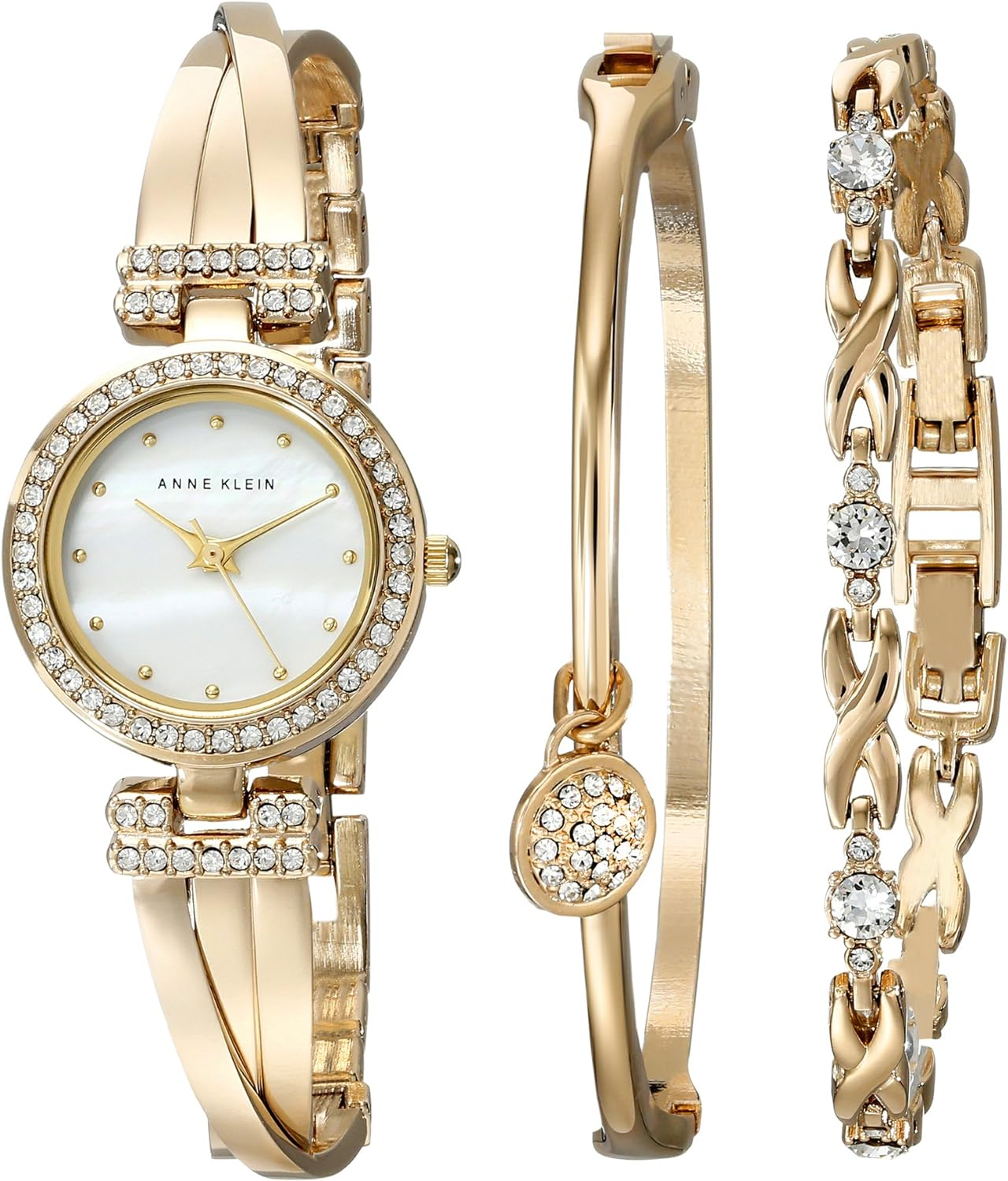 Anne Klein Women'S Premium Crystal Accented Bangle Watch and Bracelet Set
