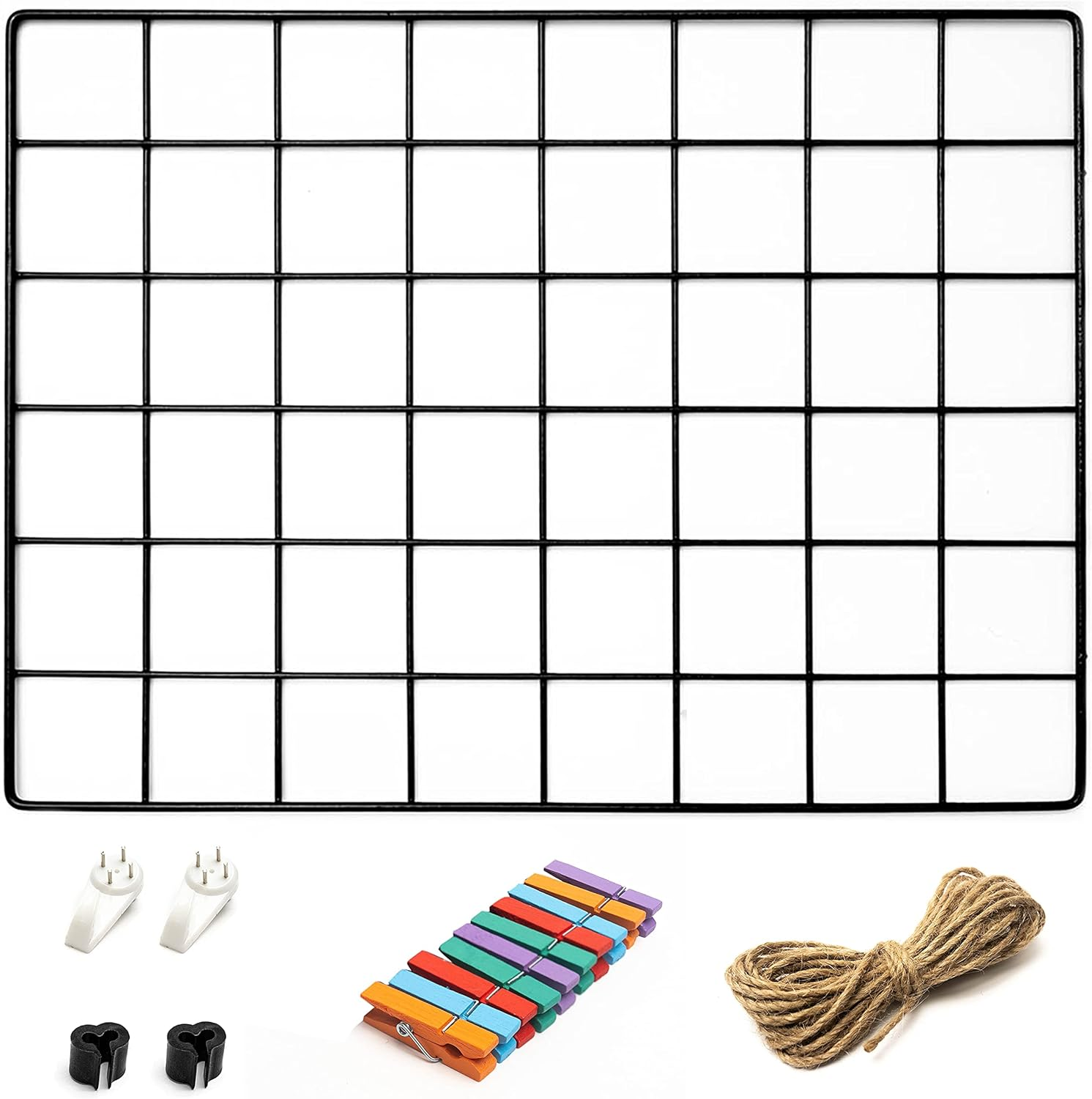 1 Pack Wire Wall Grid Panel | Hanging Home, Office & Kitchen Décor | Mesh Storage Organizer & Picture Frame | Wire Notice Board | Memo & Photo Board | Wall Display | Metal & Black