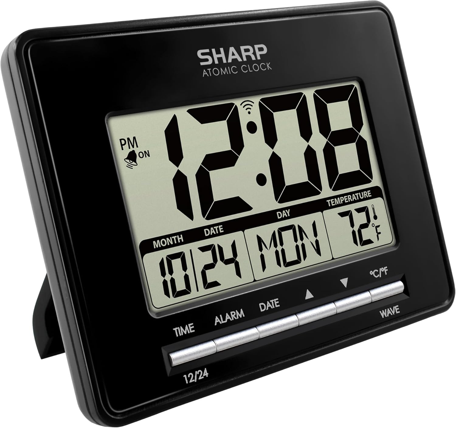 Atomic Desktop Clock – Auto Set Digital Alarm Clock - Atomic Accuracy - Easy to Read Screen with Time/Date/Temperature Display- Perfect for Nightstand or Desk